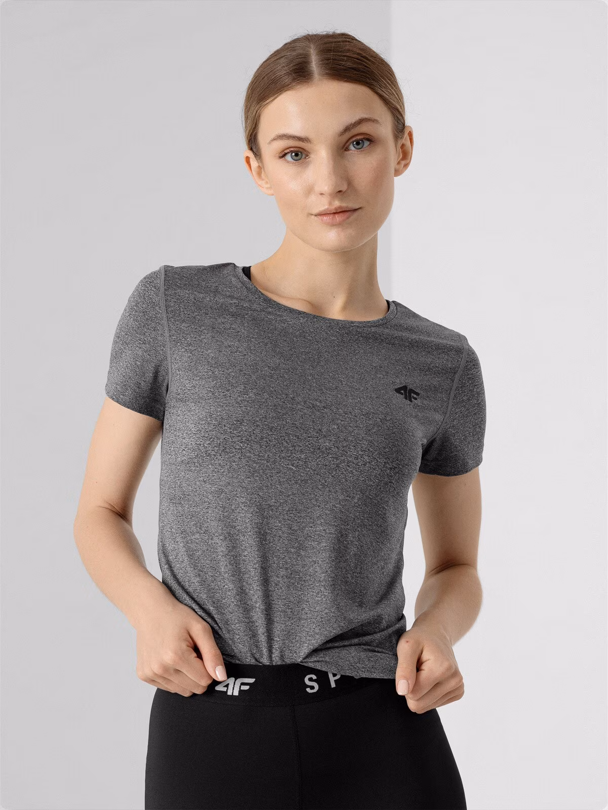 Koszulka treningowa regular szybkoschnąca damska - szara