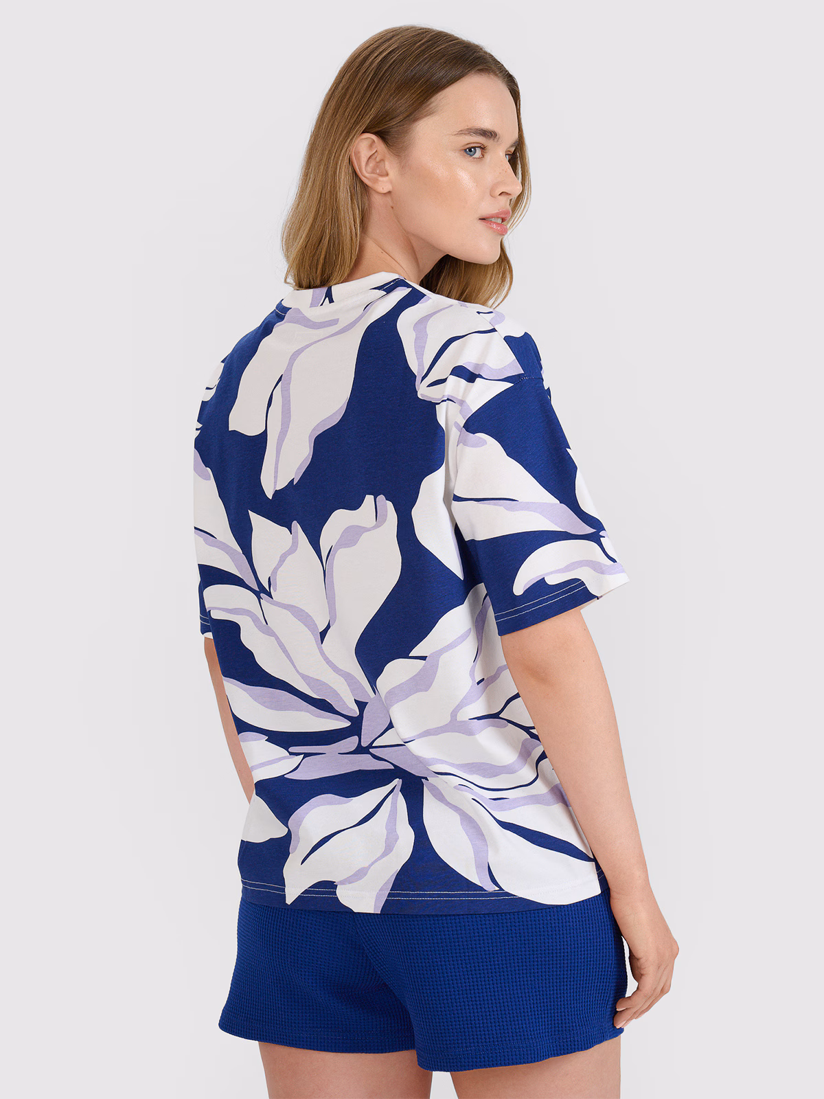 T-shirt oversize z nadrukiem damski - multikolor