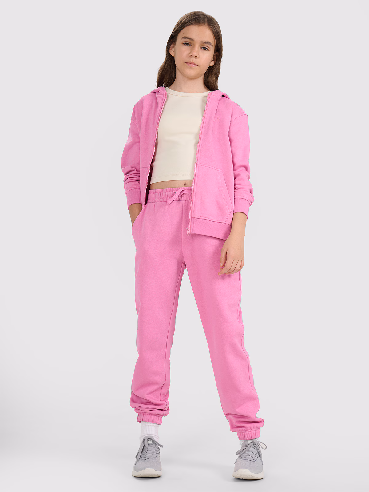 Bluza dresowa rozpinana z kapturem dziewczęca - fioletowa