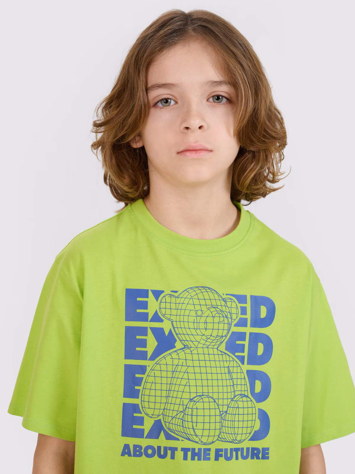 T-shirt oversize z nadrukiem chłopięcy - zielony