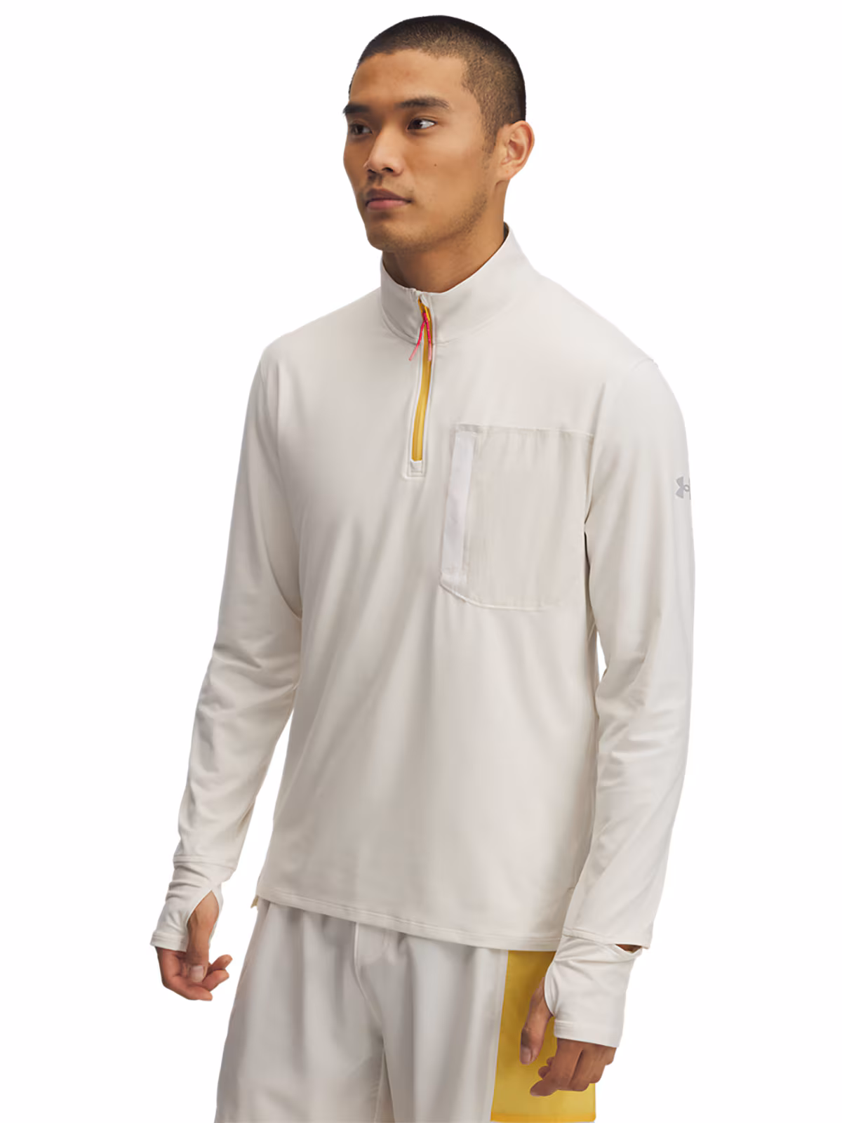 Longsleeve do biegania męski Under Armour UA Trail Run Quarter Zip - beżowy