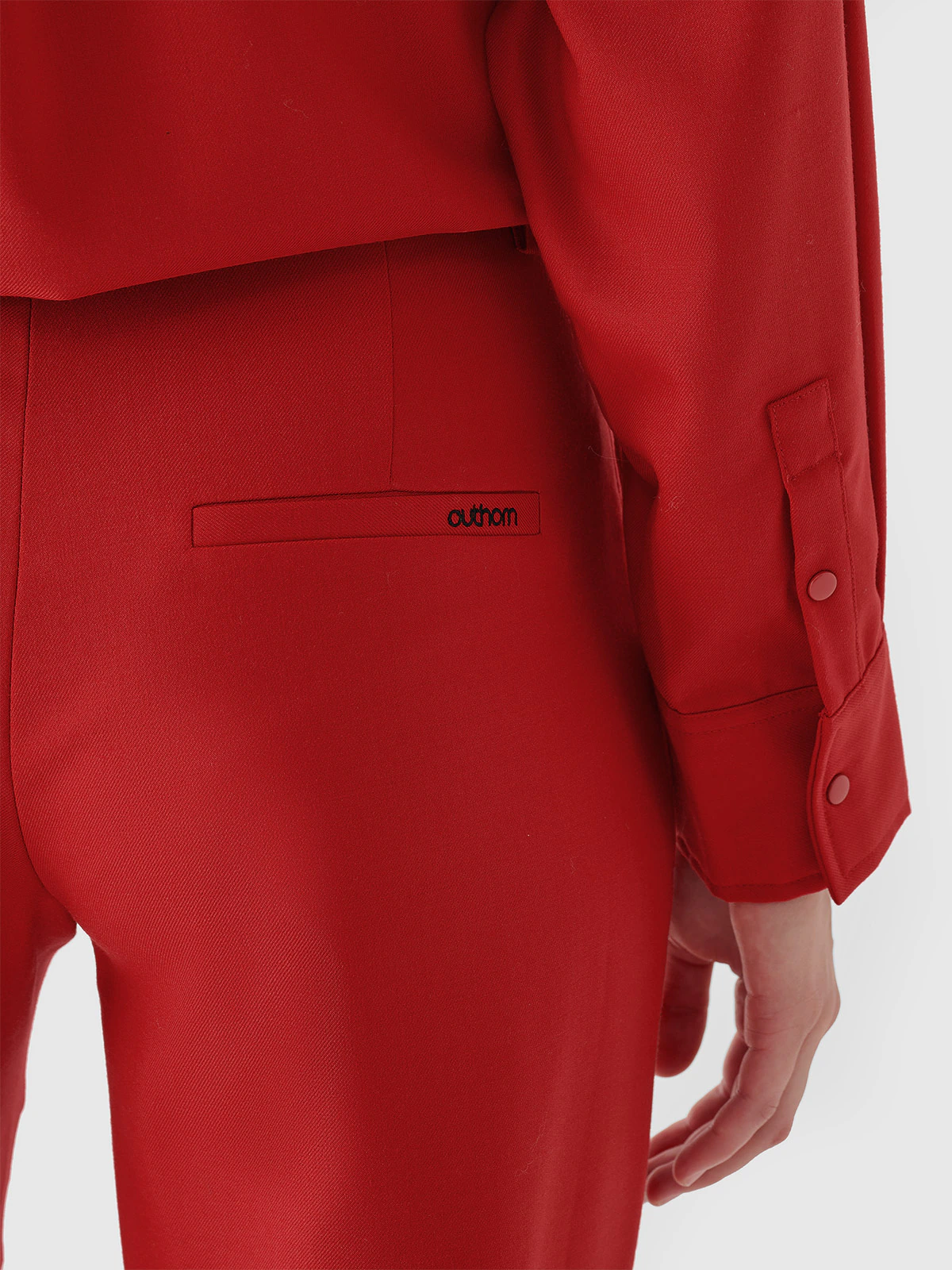 Spodnie tkaninowe z wełną damskie Outhorn - czerwone