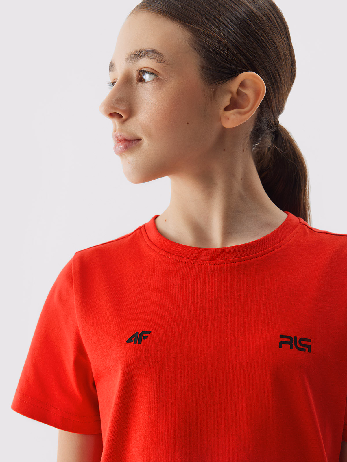 T-shirt z nadrukiem dziecięcy 4F x Robert Lewandowski - biały