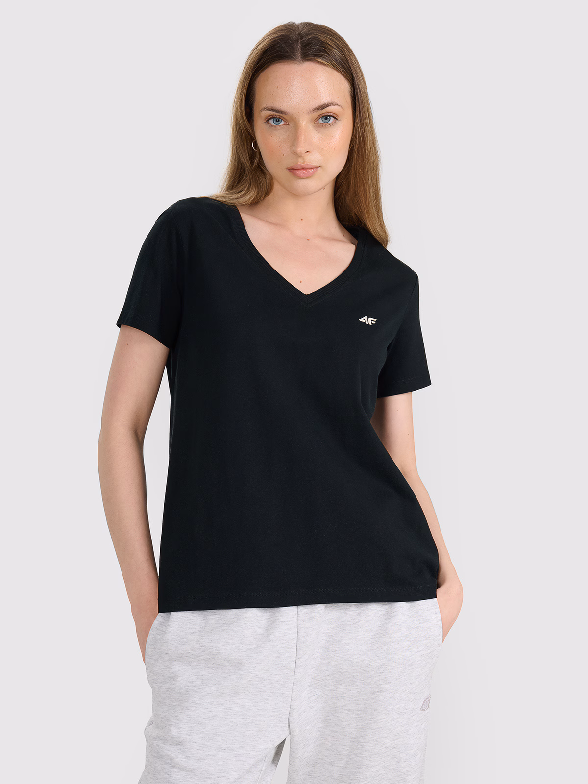 T-shirt oversize gładki damski - czarny