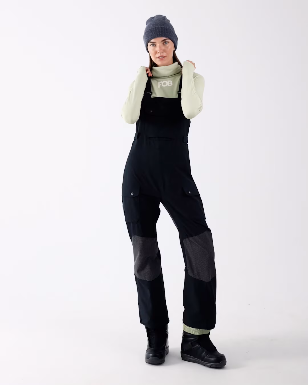 Spodnie snowboardowe z szelkami membrana 10000 damskie - czarne