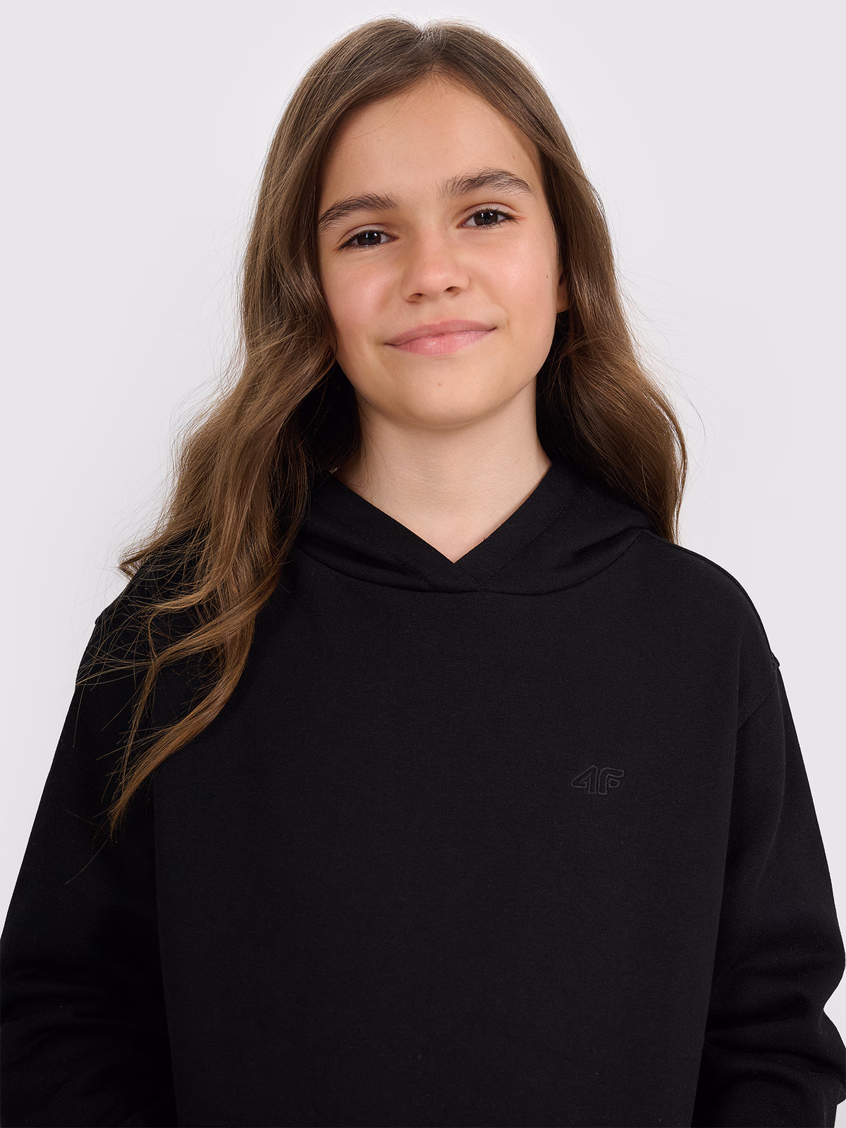 Bluza dresowa nierozpinana z kapturem dziewczęca - szara