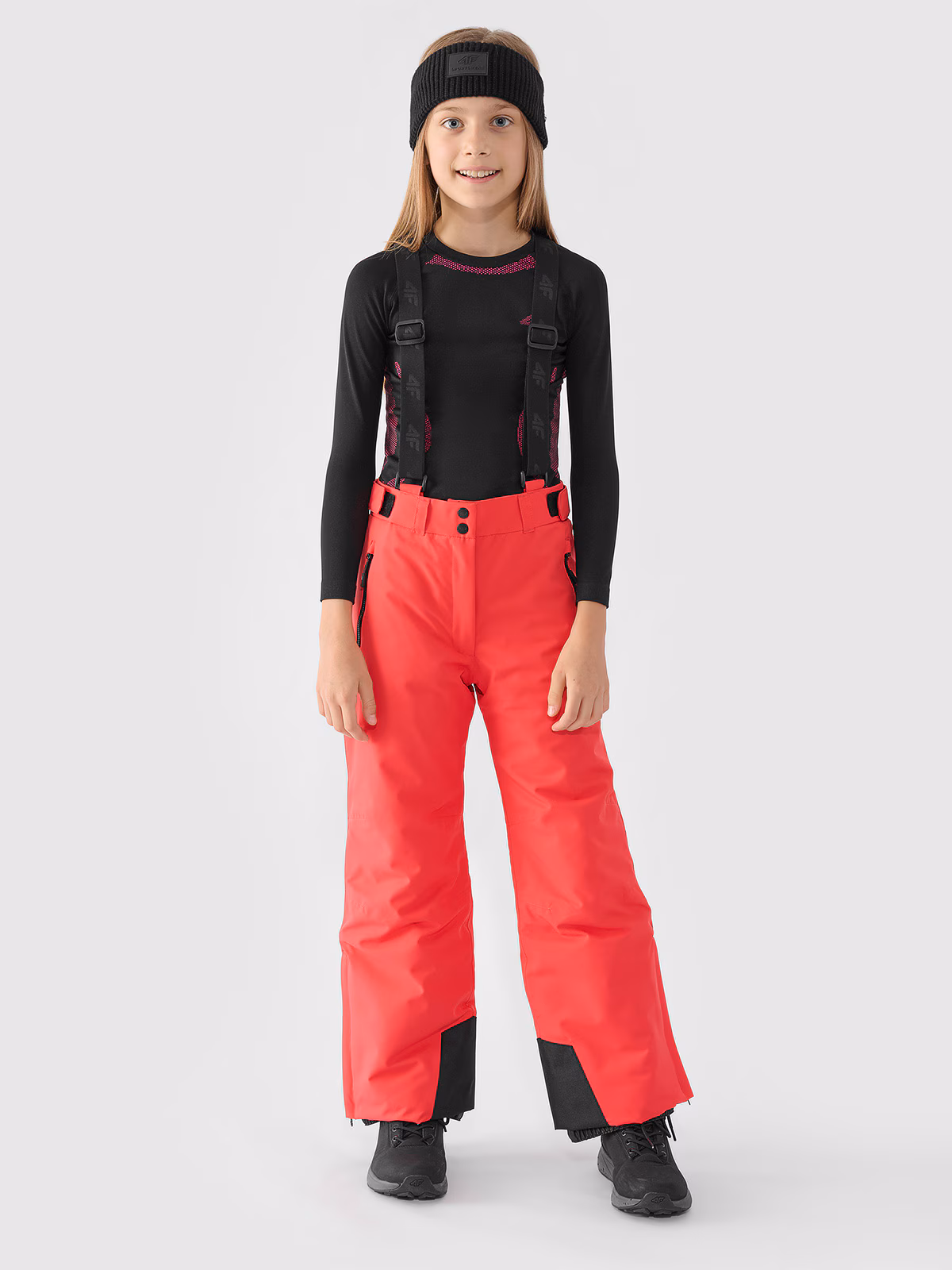 Spodnie narciarskie membrana 8000 dziewczęce - czerwone