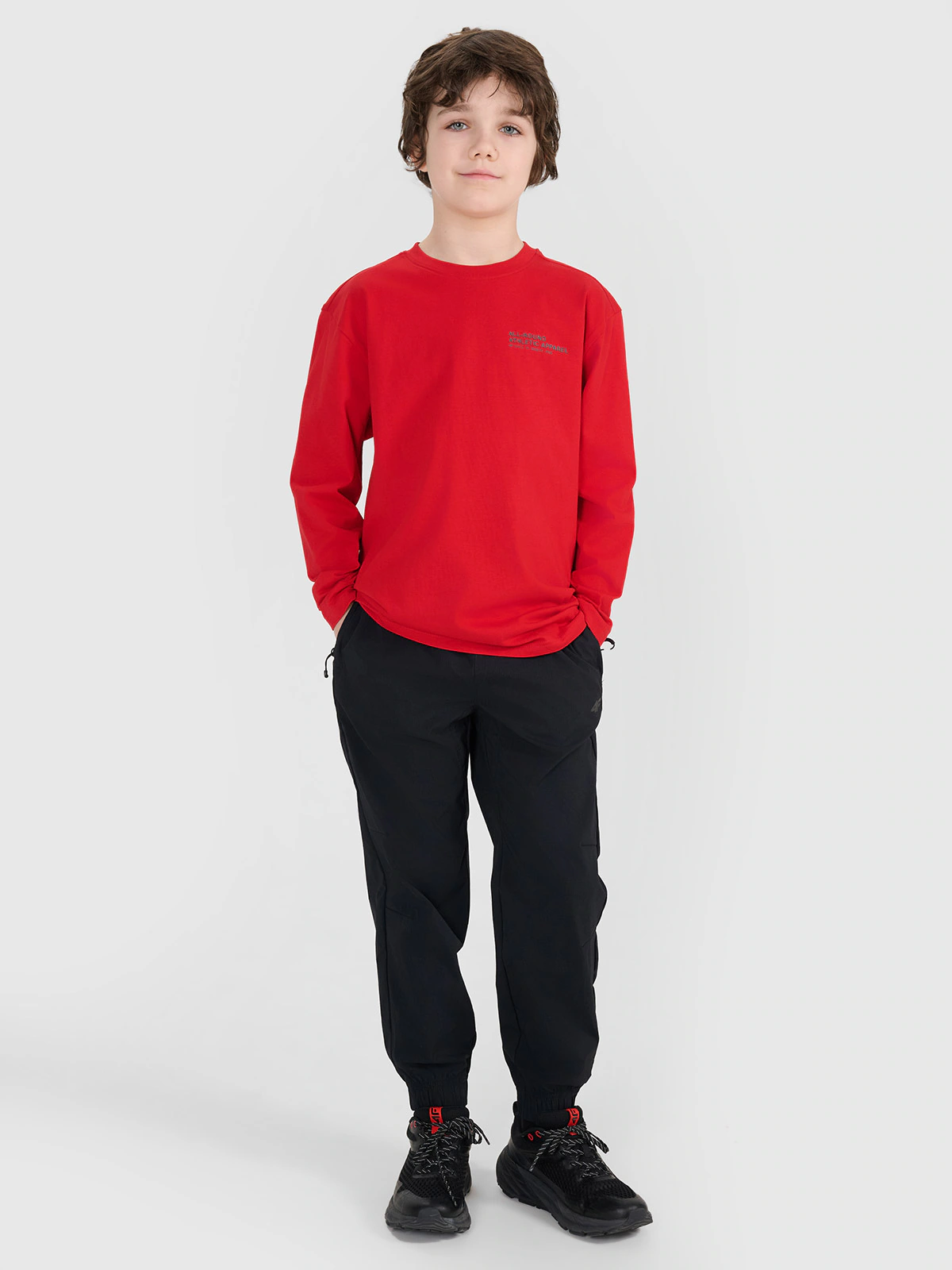 Longsleeve oversize z nadrukiem chłopięcy - beżowy