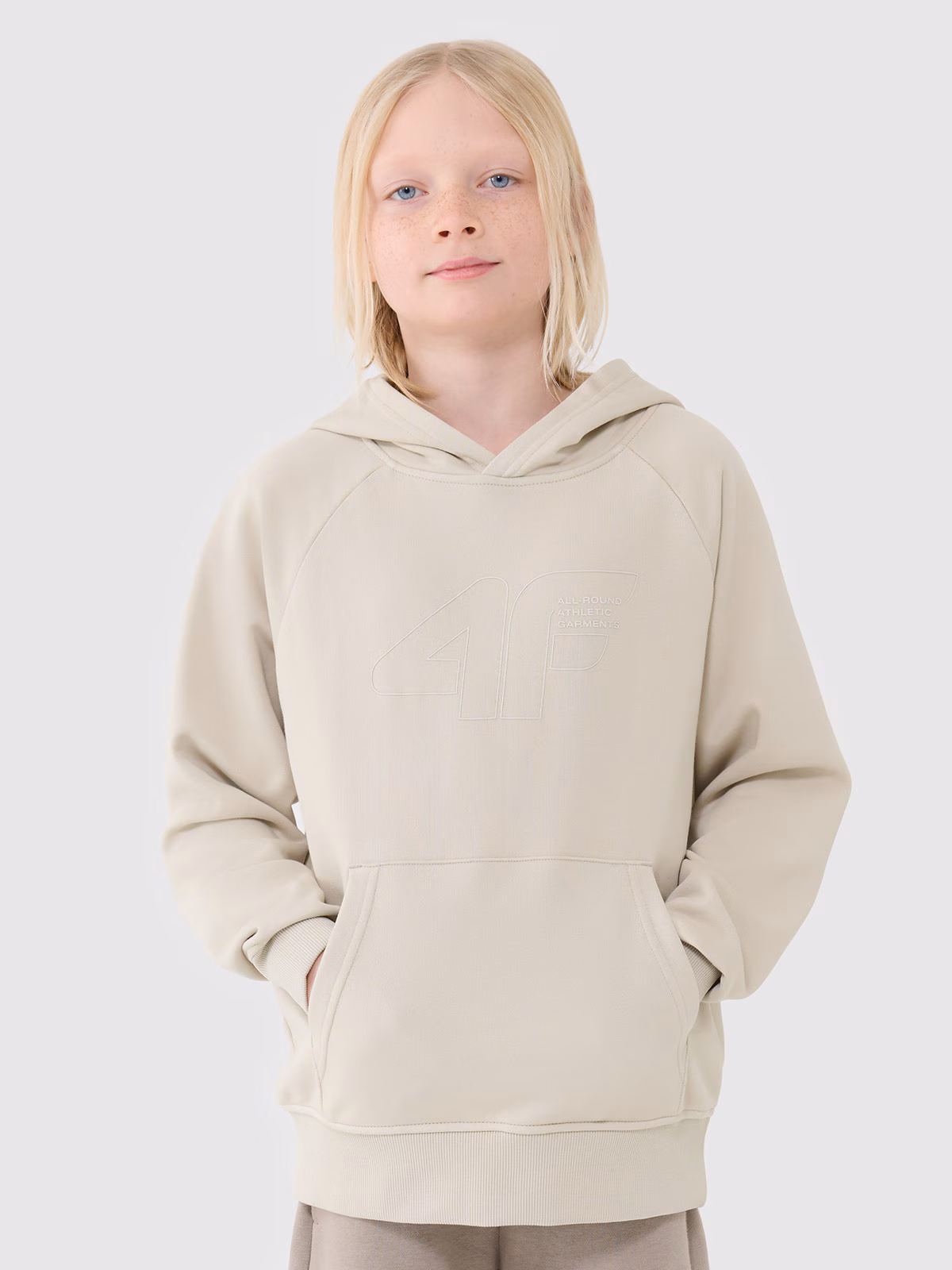 Bluza dresowa nierozpinana z kapturem chłopięca - pomarańczowa