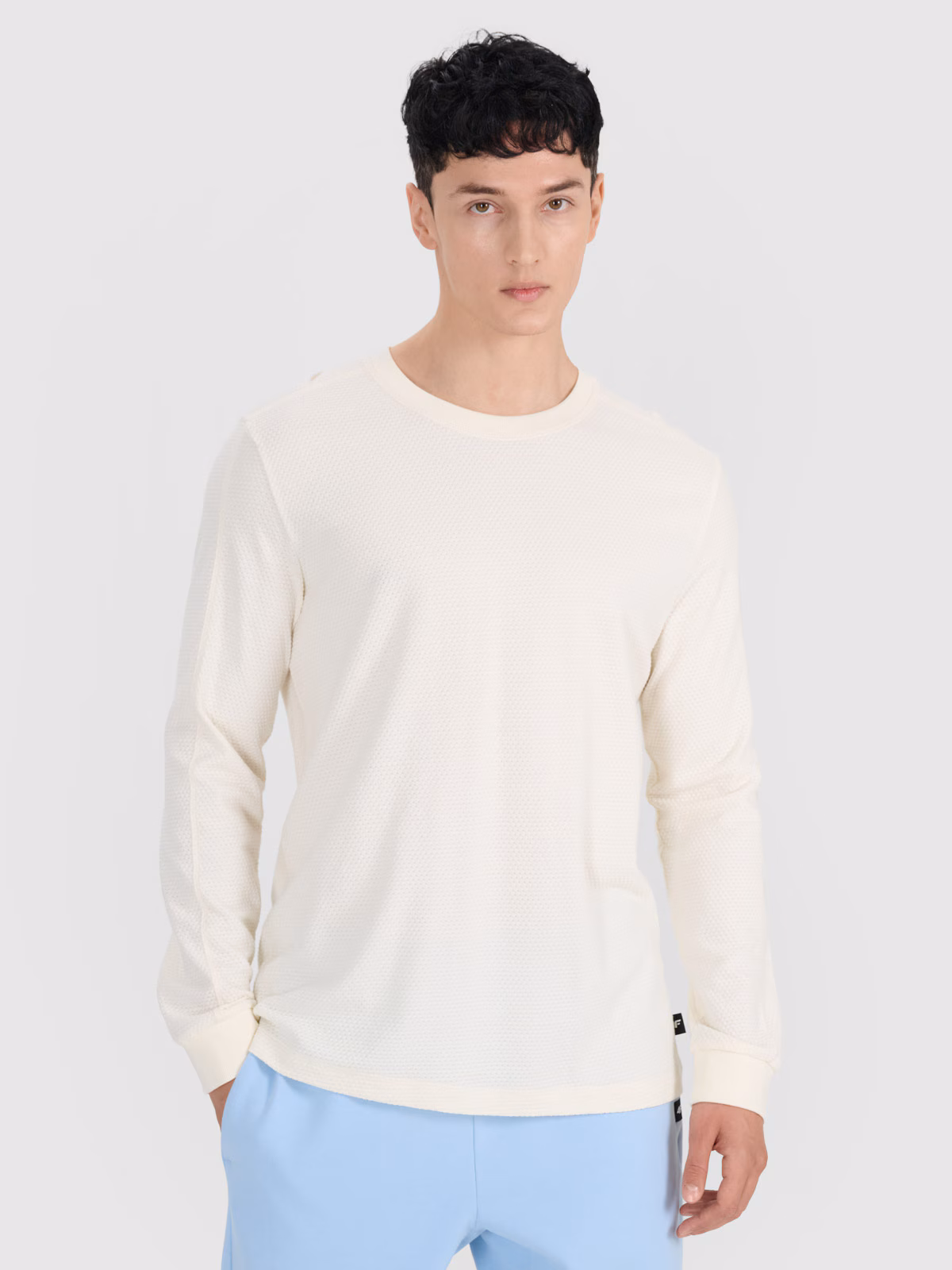 Longsleeve oversize gładki męski - biały