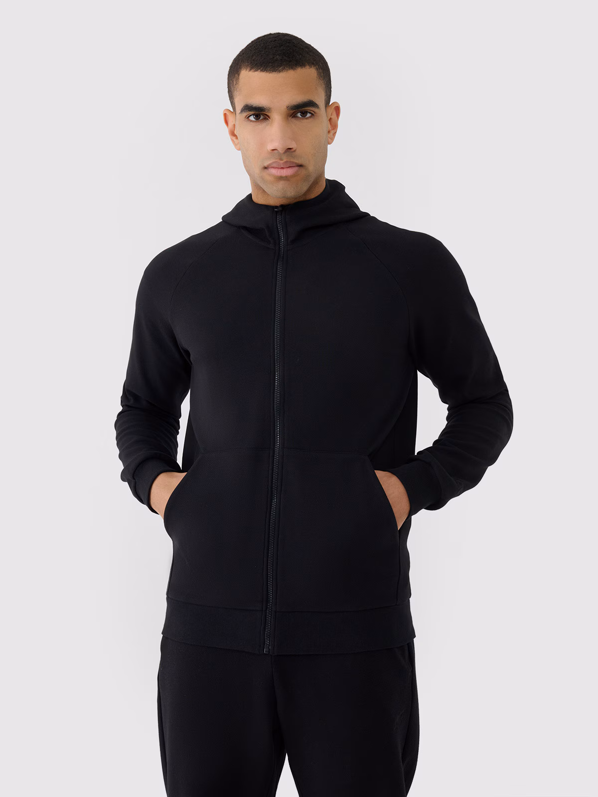 Bluza dresowa rozpinana z kapturem męska - czarna