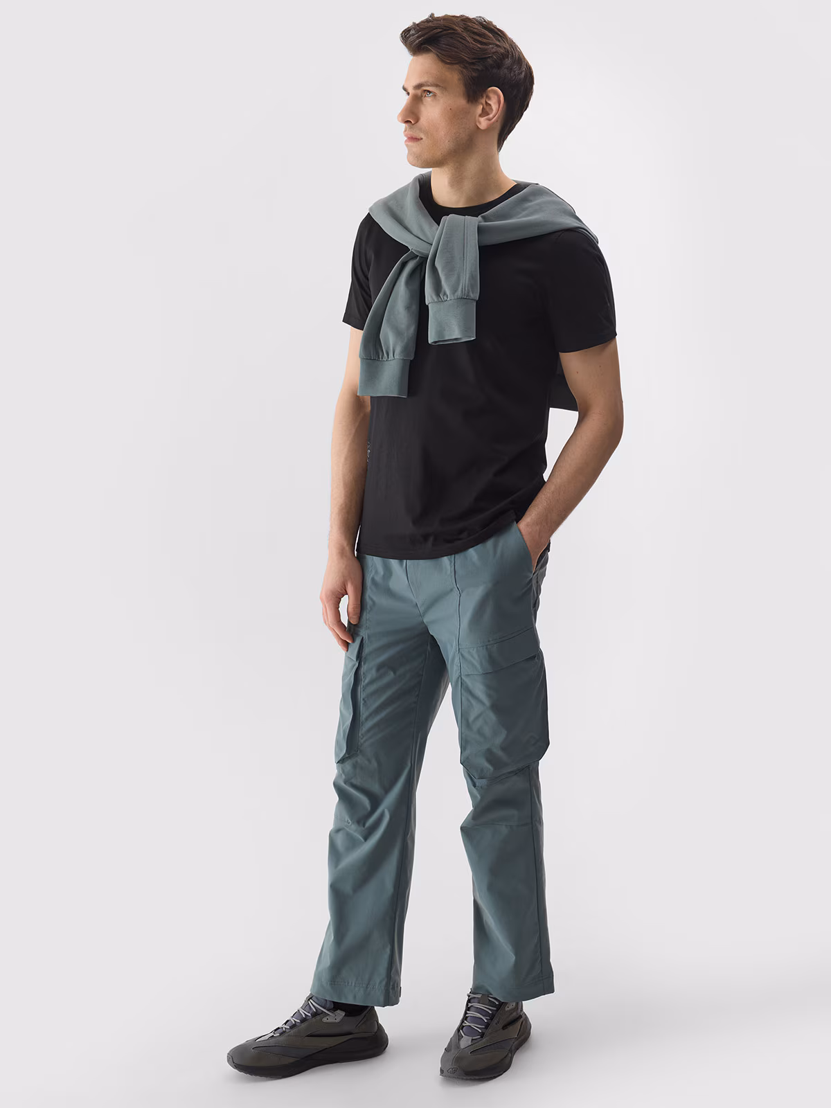 Spodnie casual cargo 4Way Stretch męskie - czarne