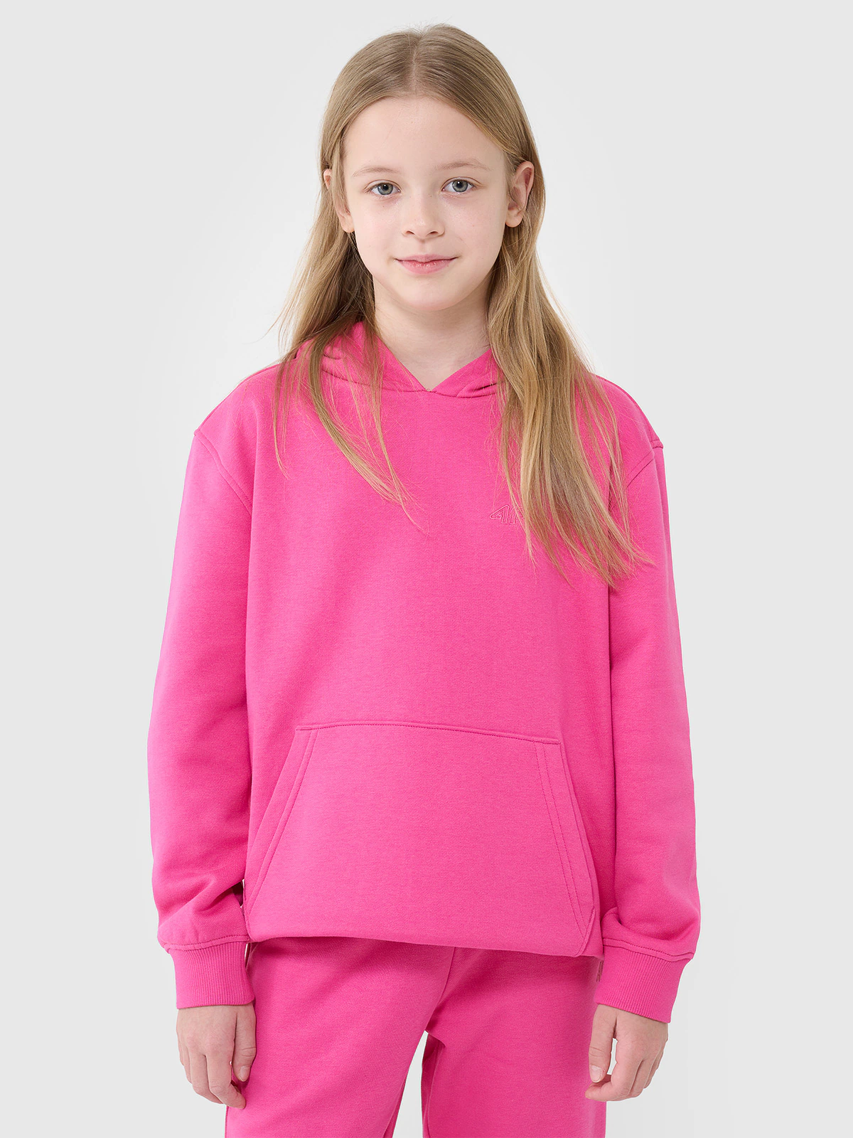 Bluza dresowa nierozpinana z kapturem dziewczęca - beżowa