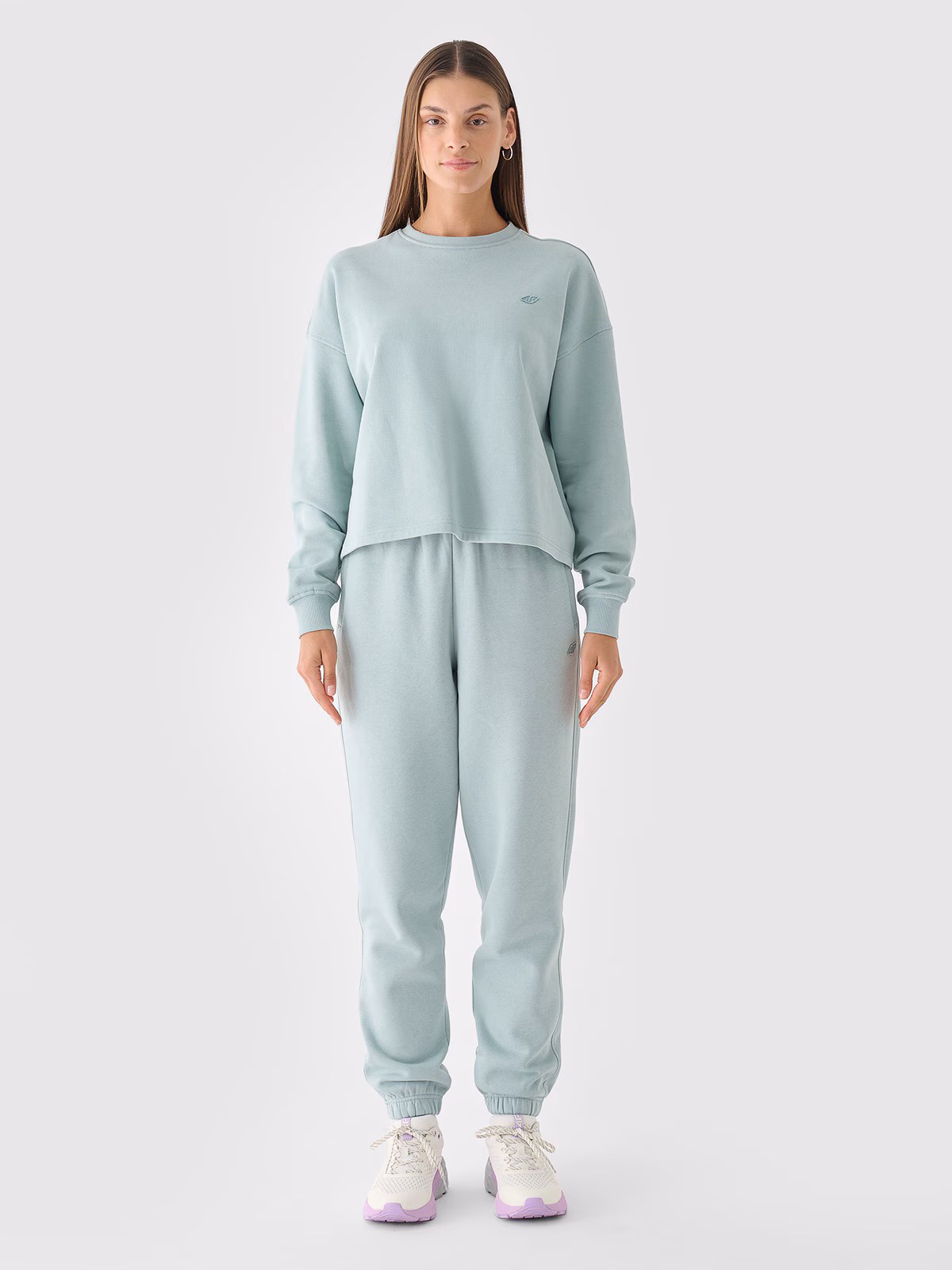 Bluza dresowa nierozpinana bez kaptura damska - różowa