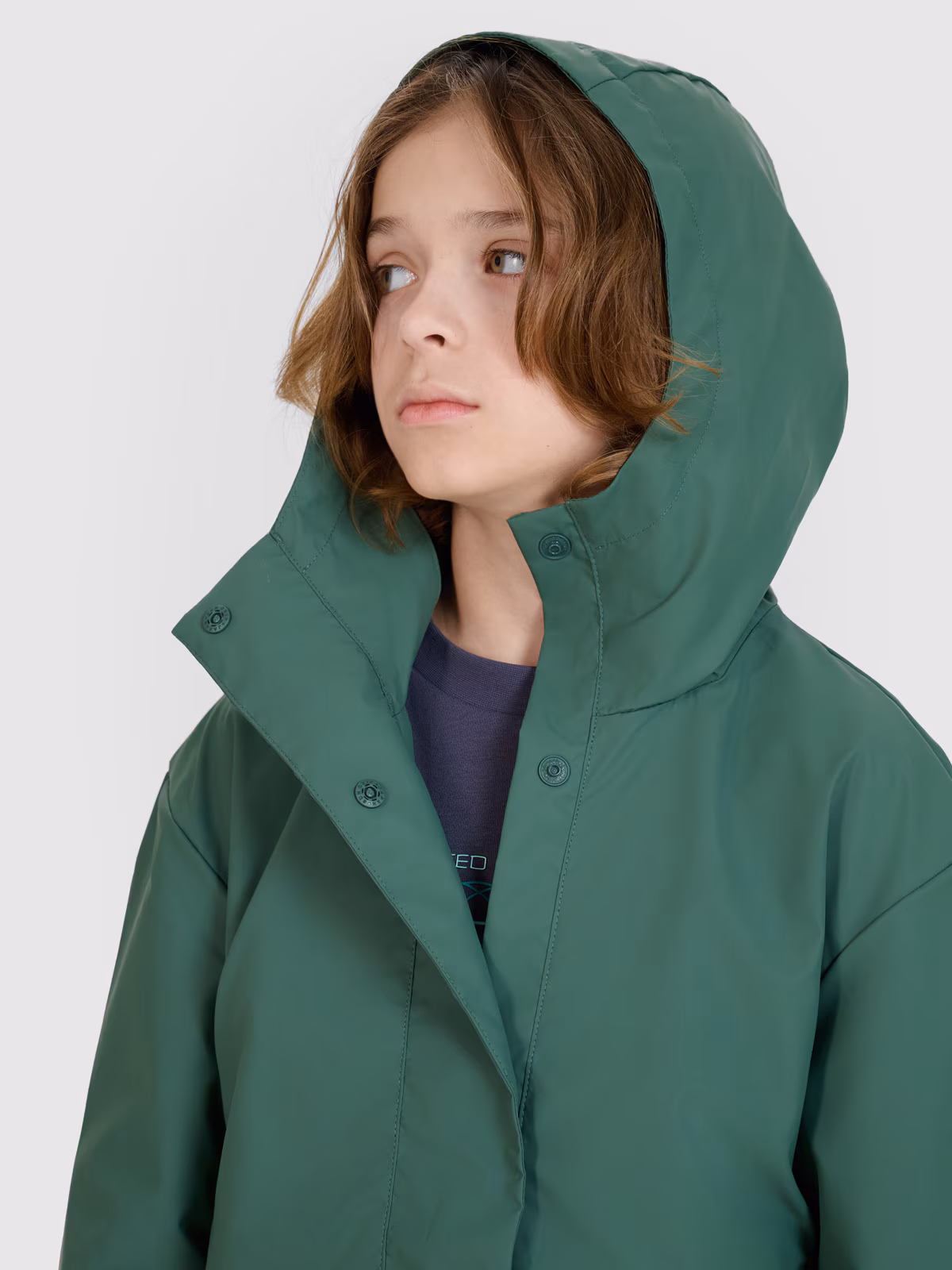Kurtka przejściowa przeciwdeszczowa z gumową powłoką dziecięca - zielona