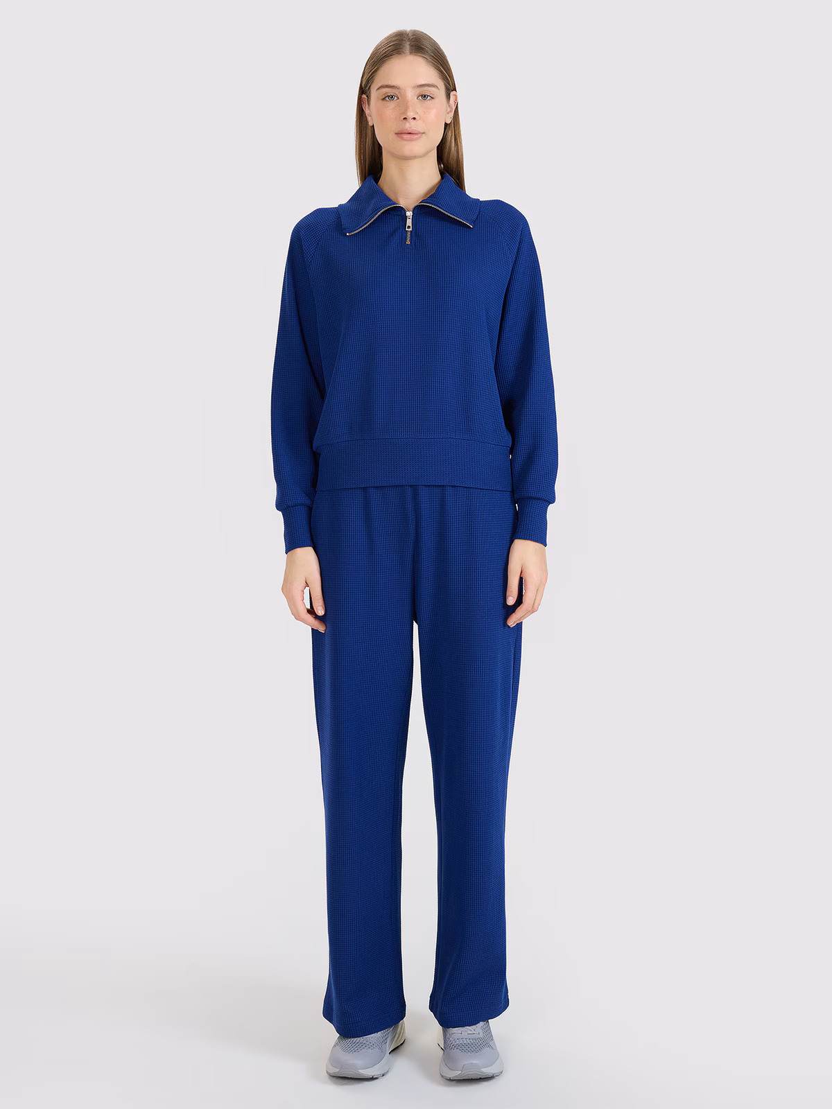 Spodnie oversize z szerokimi nogawkami damskie - granatowe