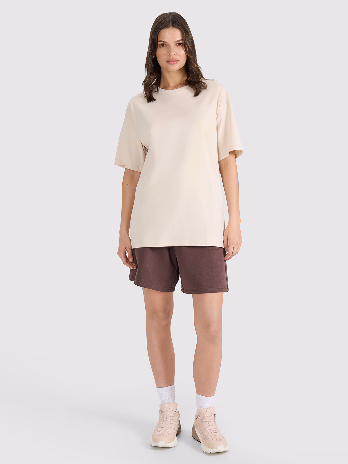 T-shirt oversize gładki uniseks - szary