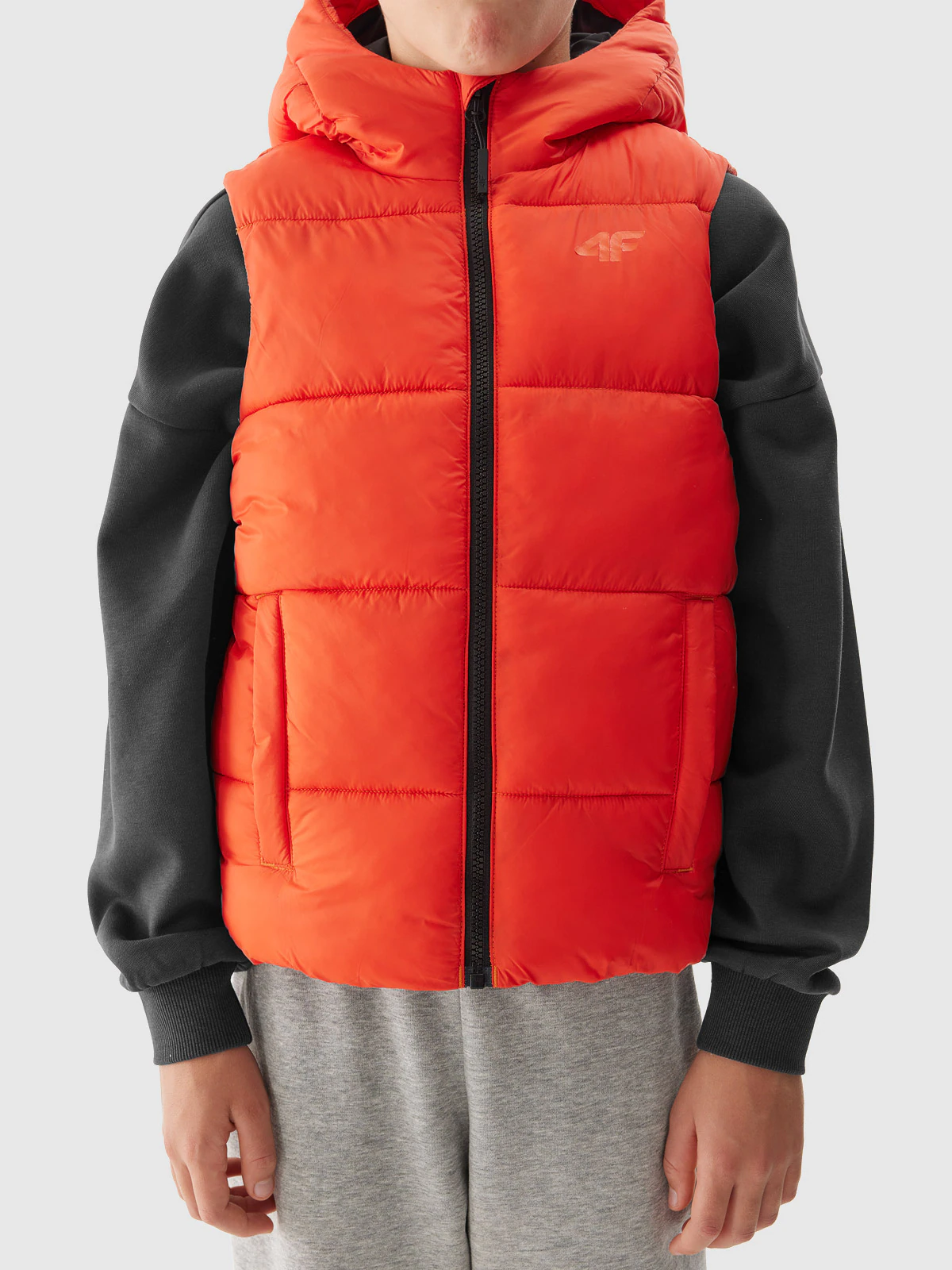 Bezrękawnik puchowy pikowany z kapturem chłopięcy - granatowy