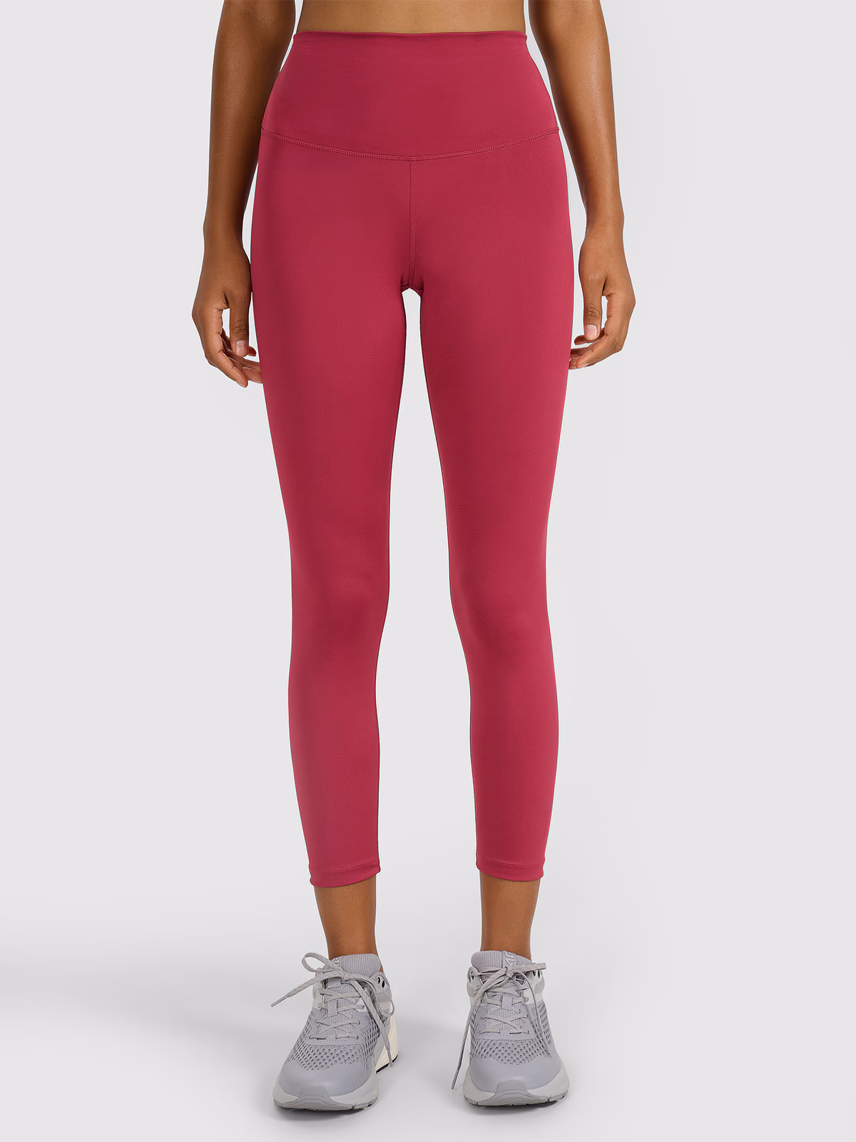 Legginsy treningowe 7/8 z wysokim stanem damskie - czerwone