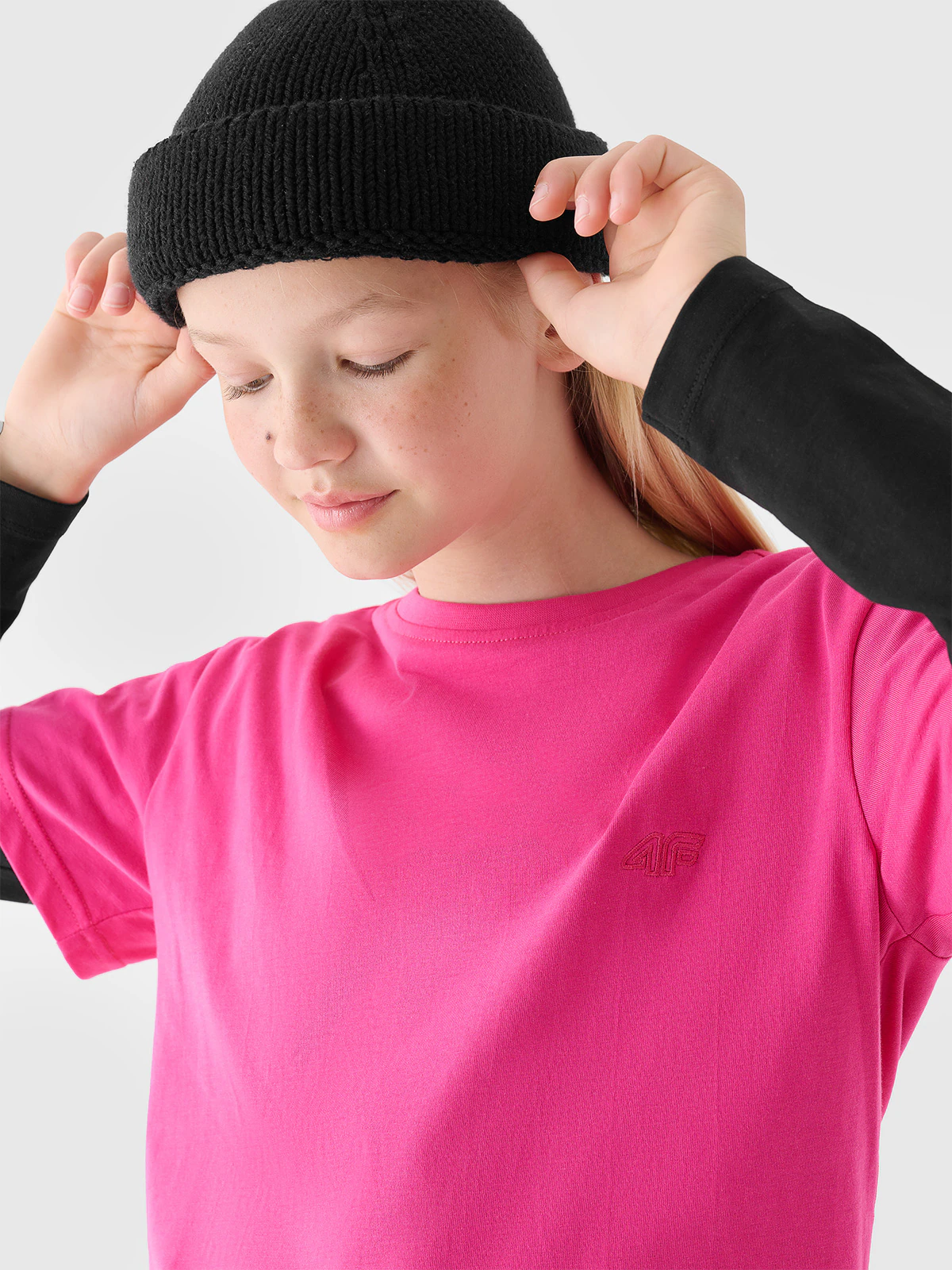 T-shirt gładki dziewczęcy - fioletowy