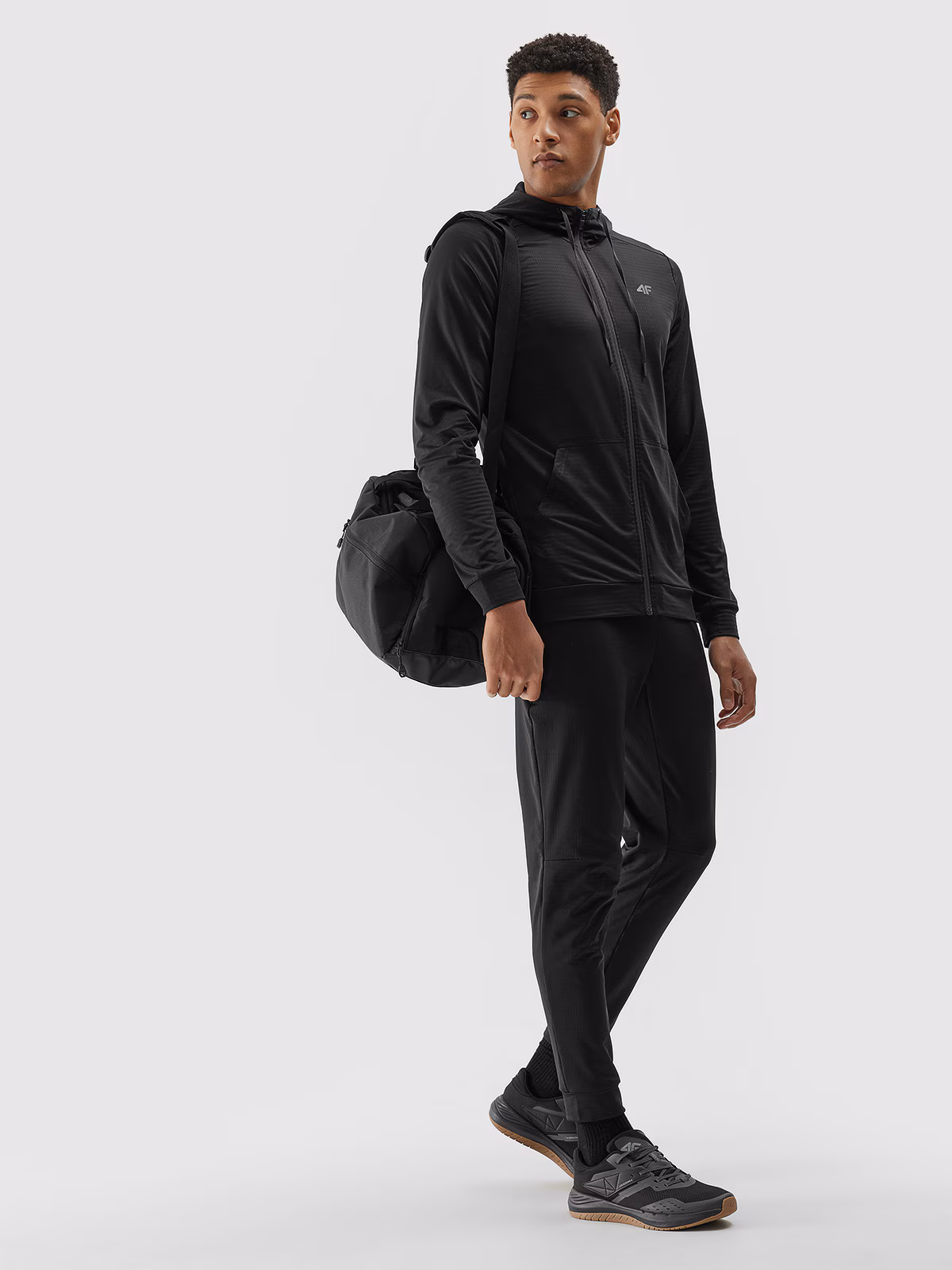 Bluza treningowa rozpinana z kapturem męska - czarna