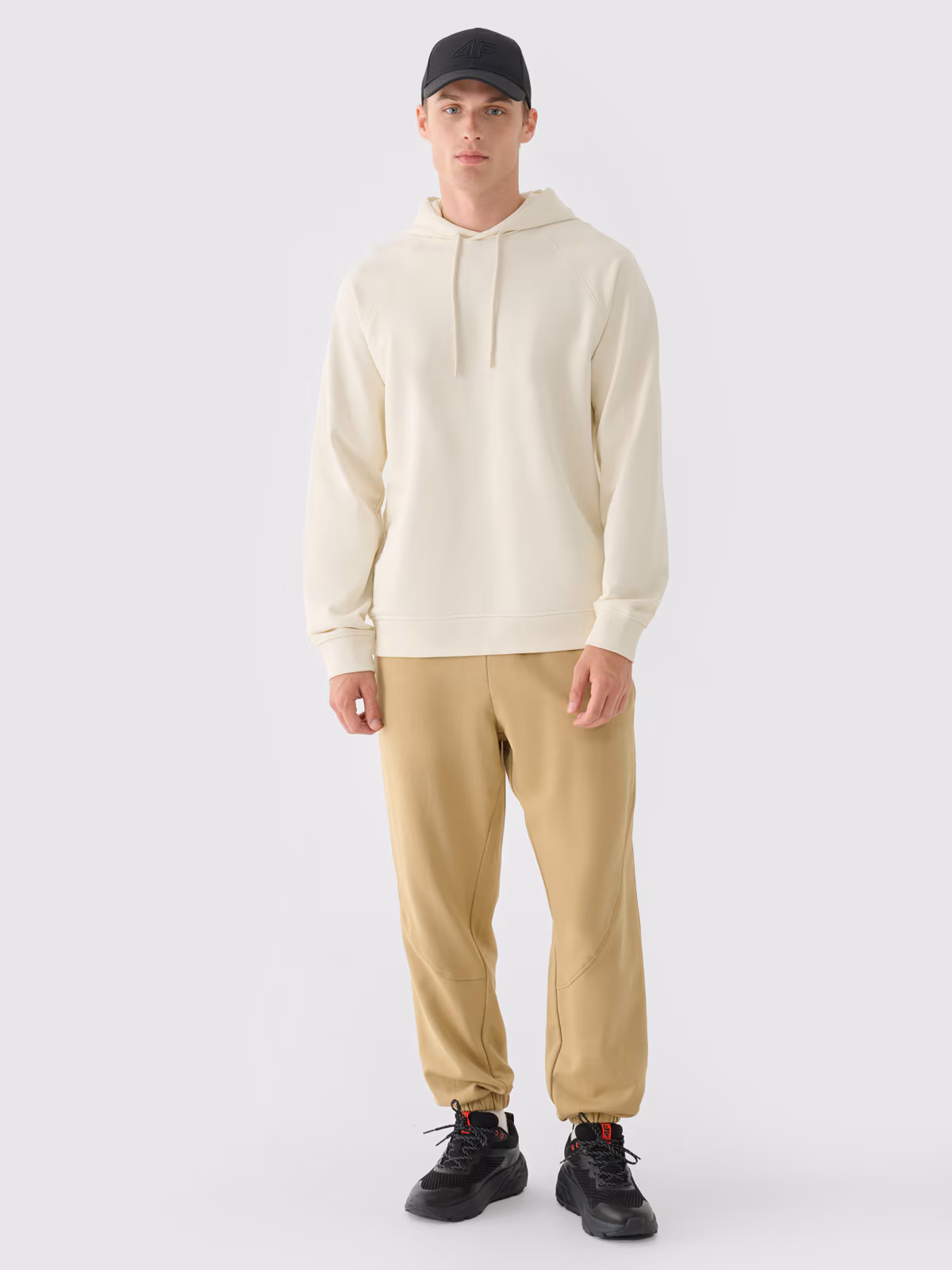 Bluza dresowa nierozpinana z kapturem męska - beżowa