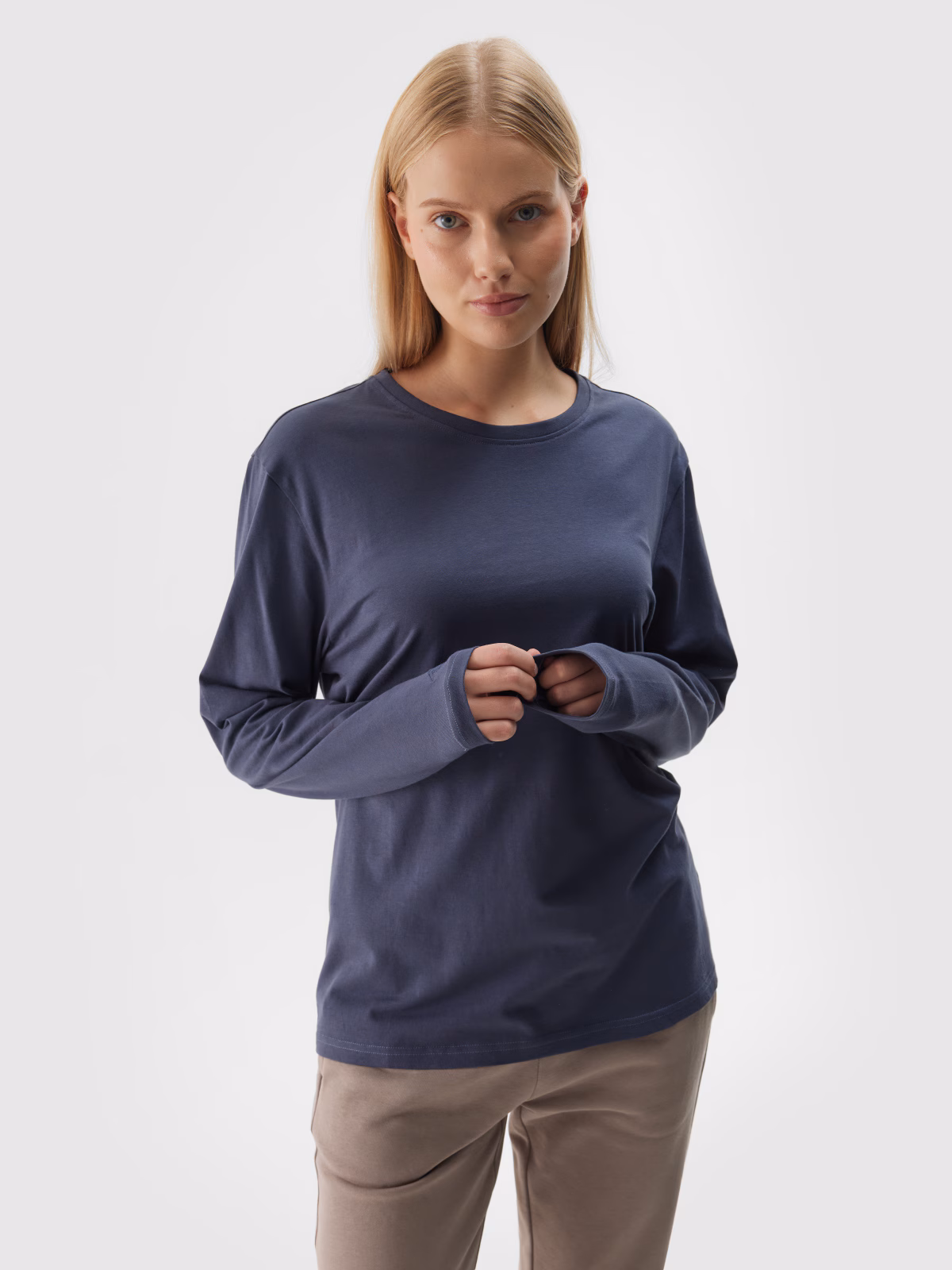 Longsleeve oversize uniseks - granatowy