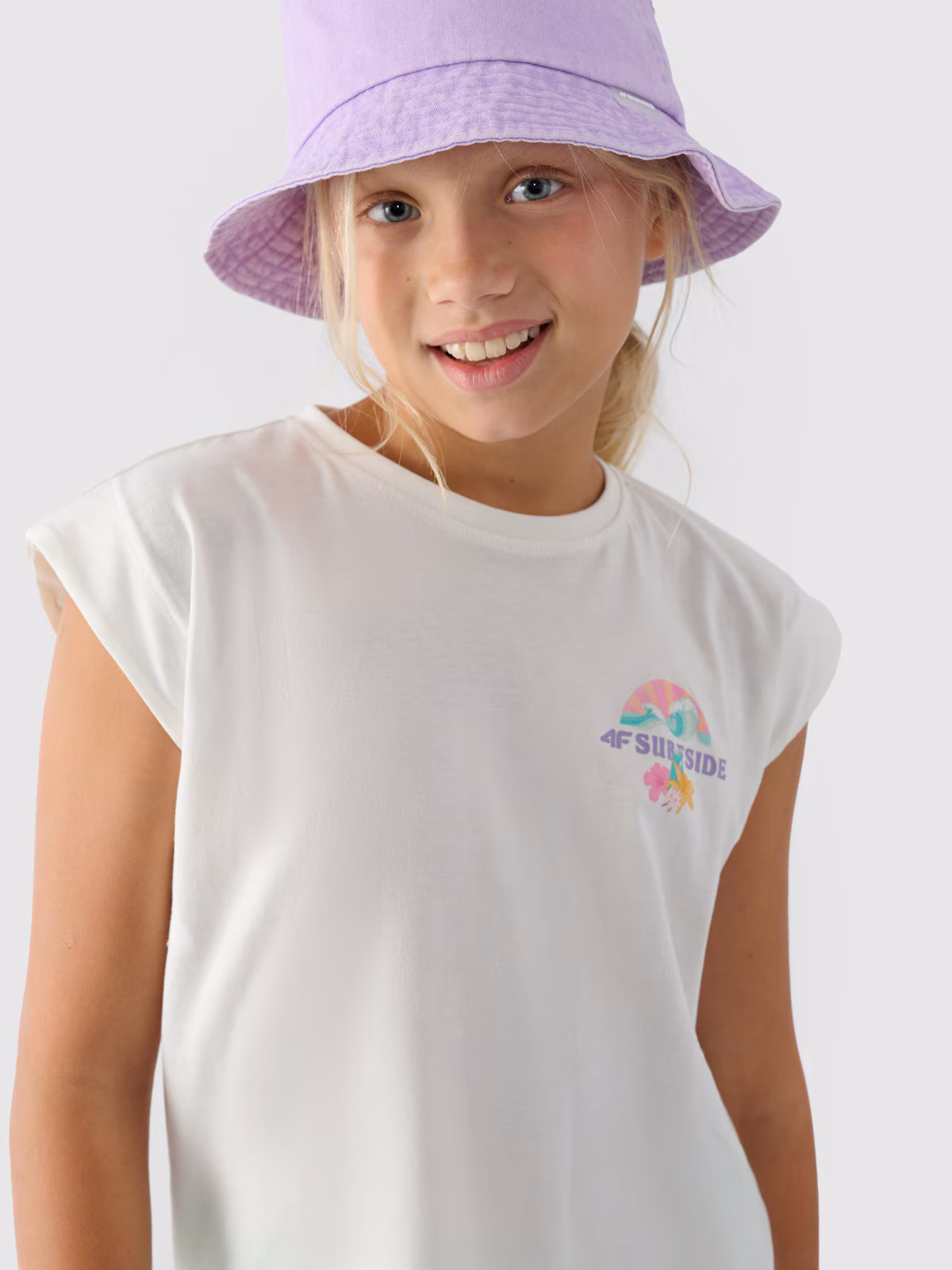 Top z nadrukiem dziewczęcy - turkusowy