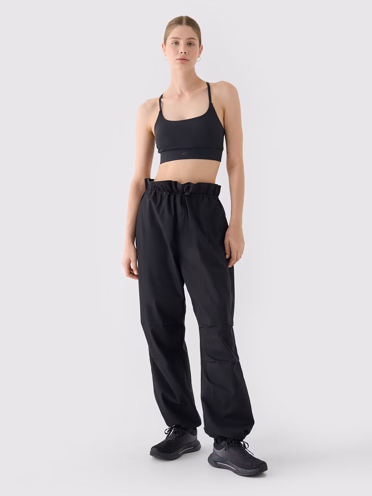 Spodnie casual parachute oversize damskie - oliwkowe/khaki