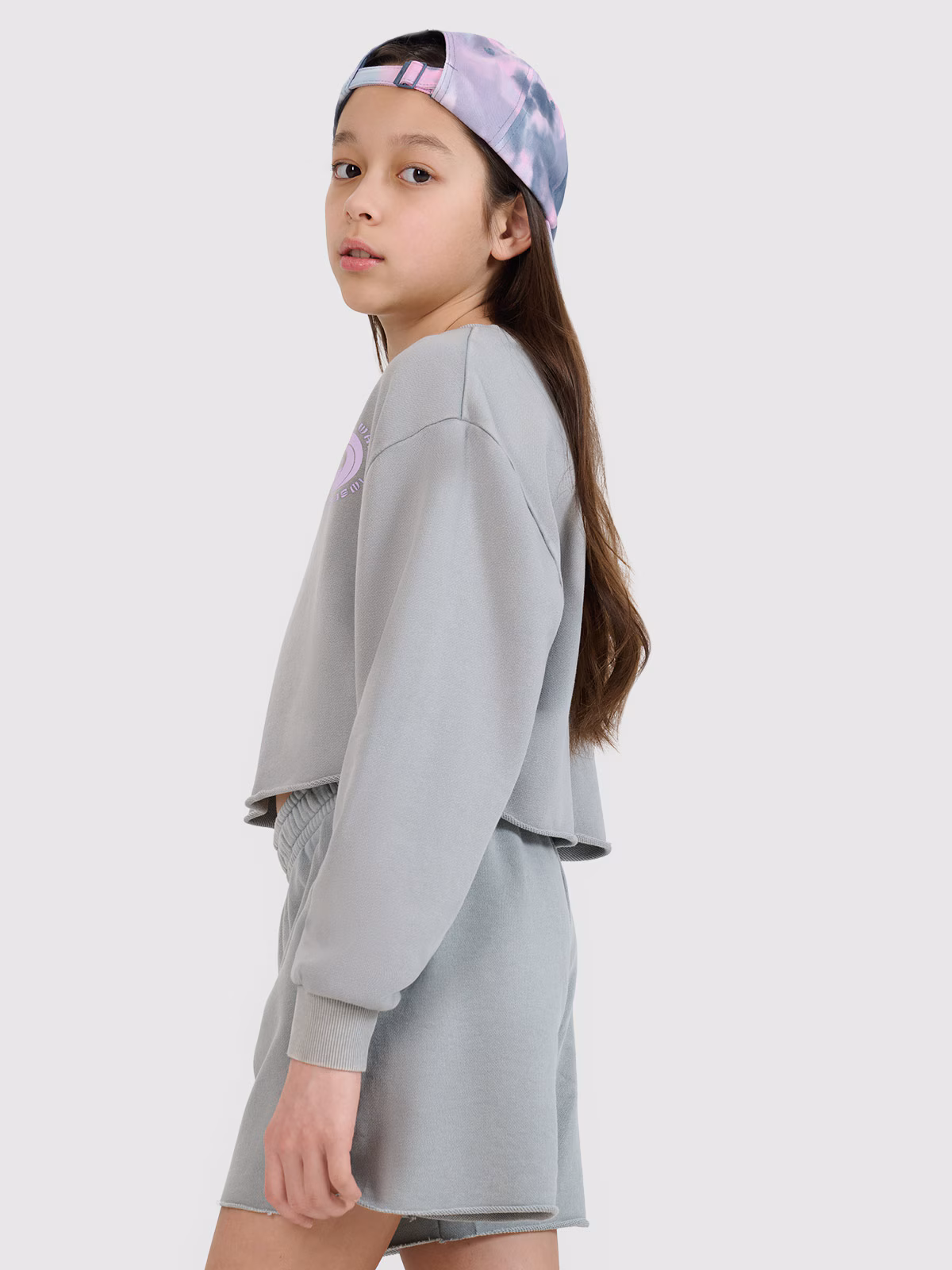 Bluza dresowa nierozpinana bez kaptura dziewczęca - szara