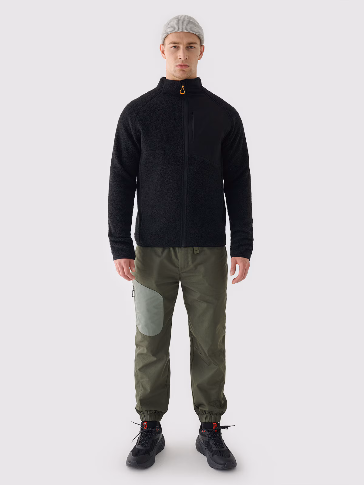 Polar sherpa ze stójką męski - oliwkowy/khaki