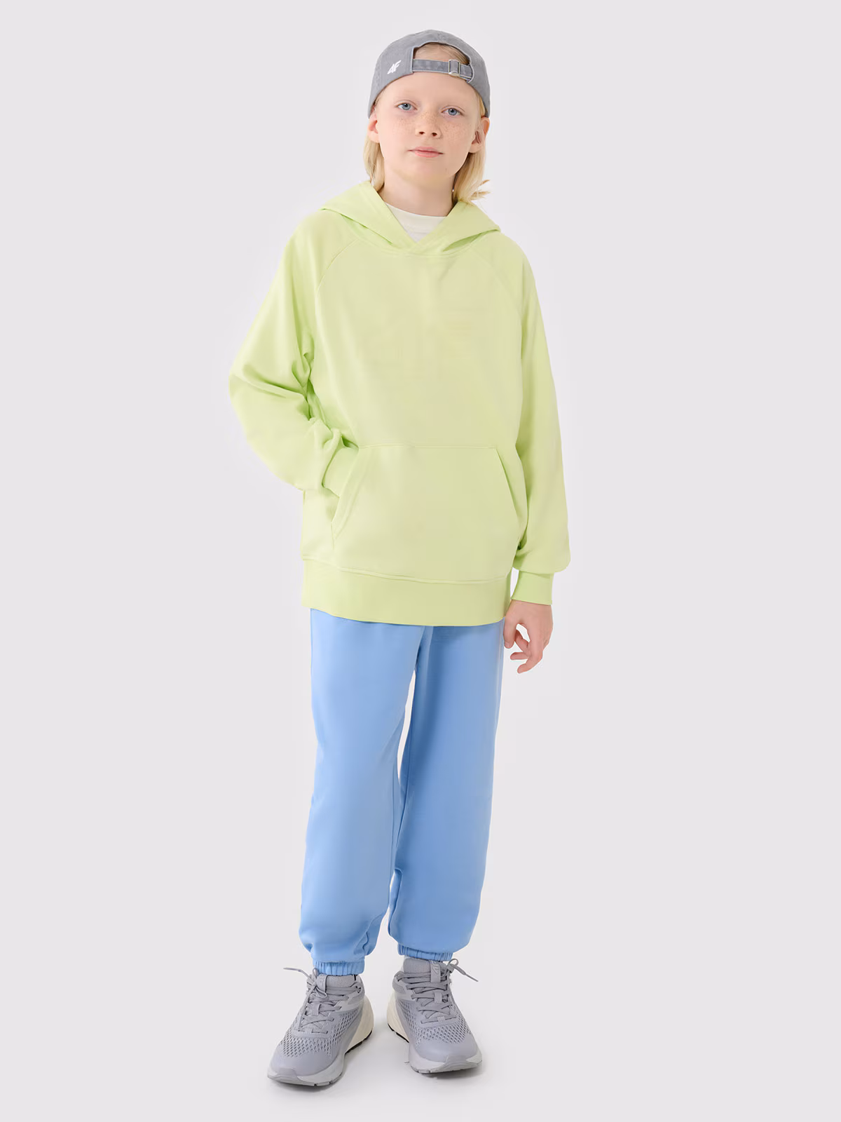 Bluza dresowa nierozpinana z kapturem chłopięca - pomarańczowa