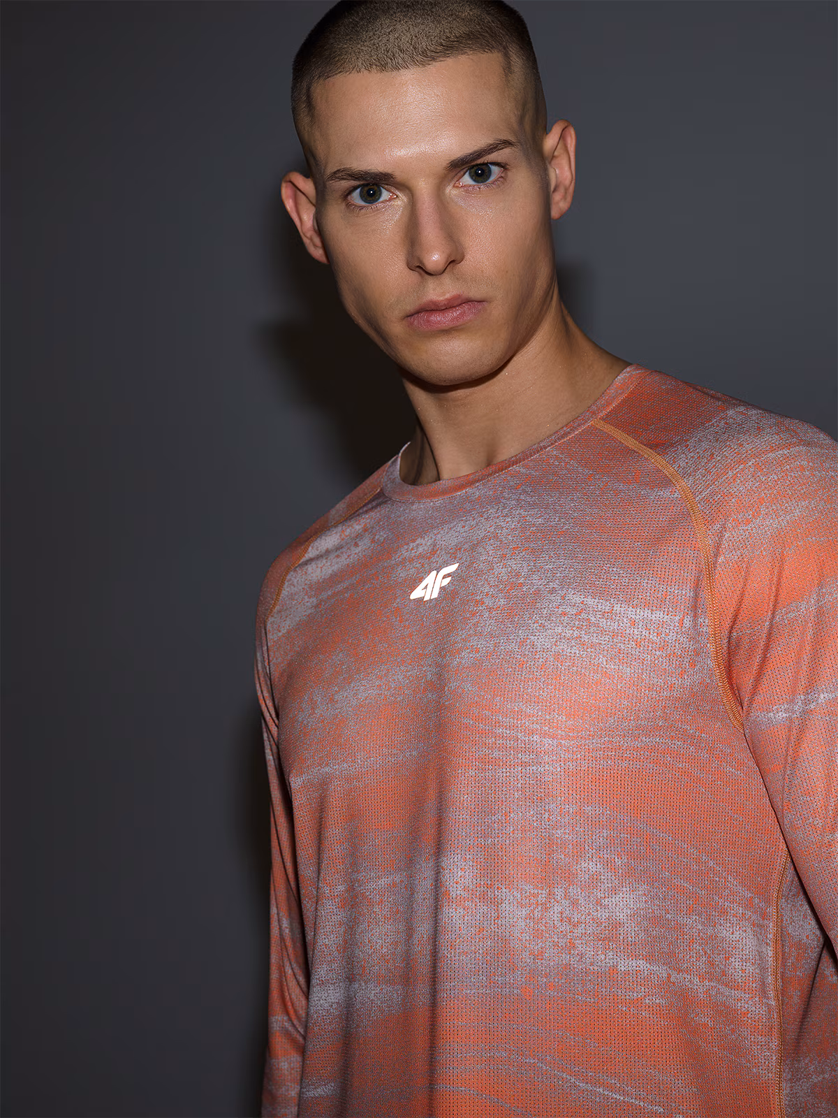 Longsleeve rowerowy szybkoschnący męski - pomarańczowy