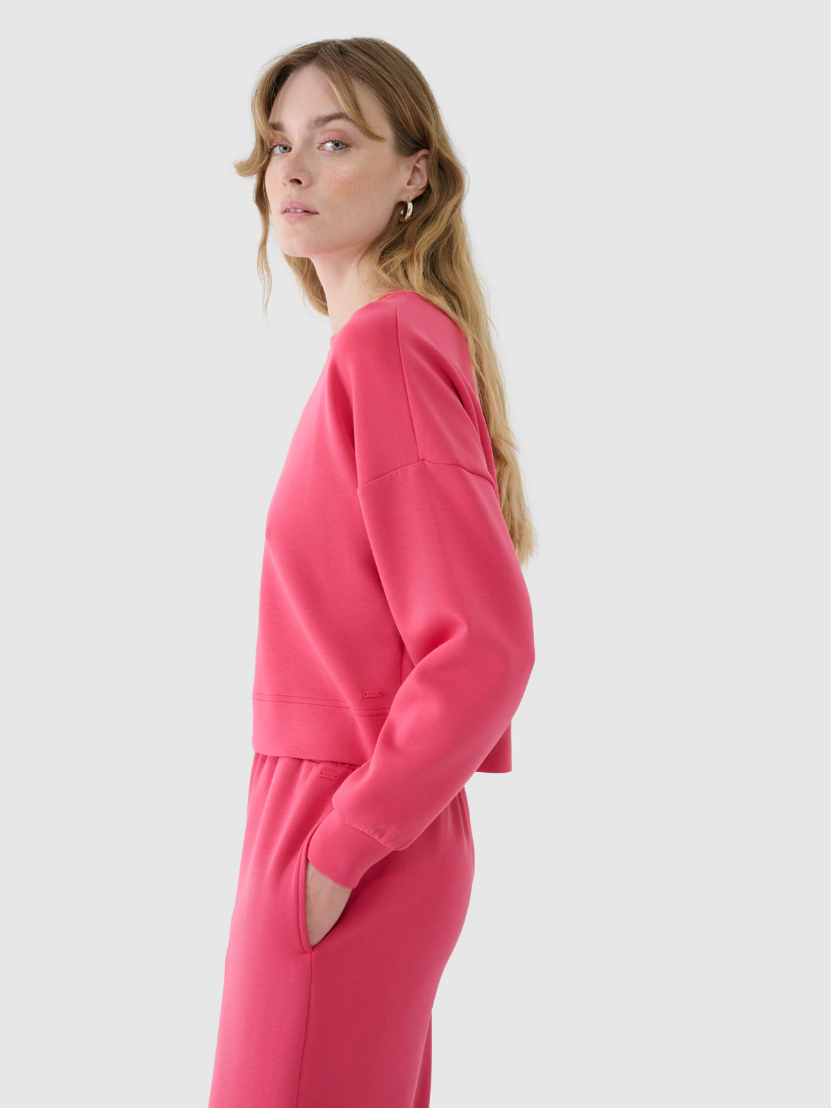 Bluza dresowa nierozpinana z modalem damska - niebieska