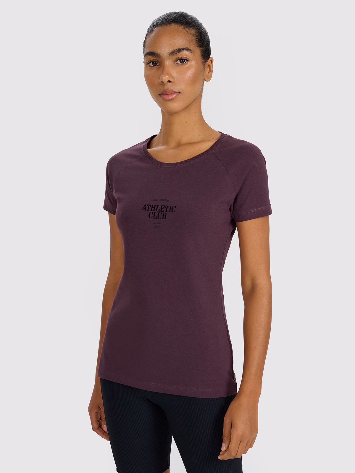 T-shirt slim z nadrukiem damski - szary