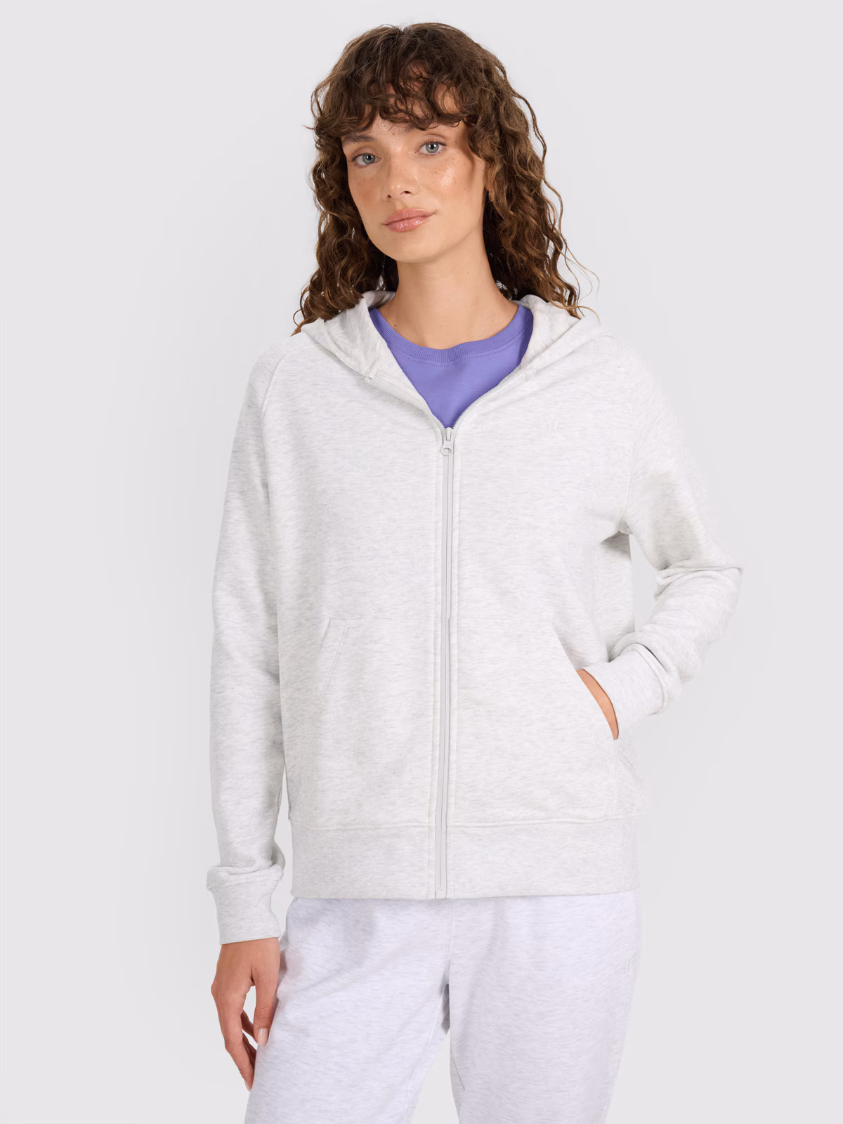 Bluza dresowa rozpinana z kapturem damska - granatowa