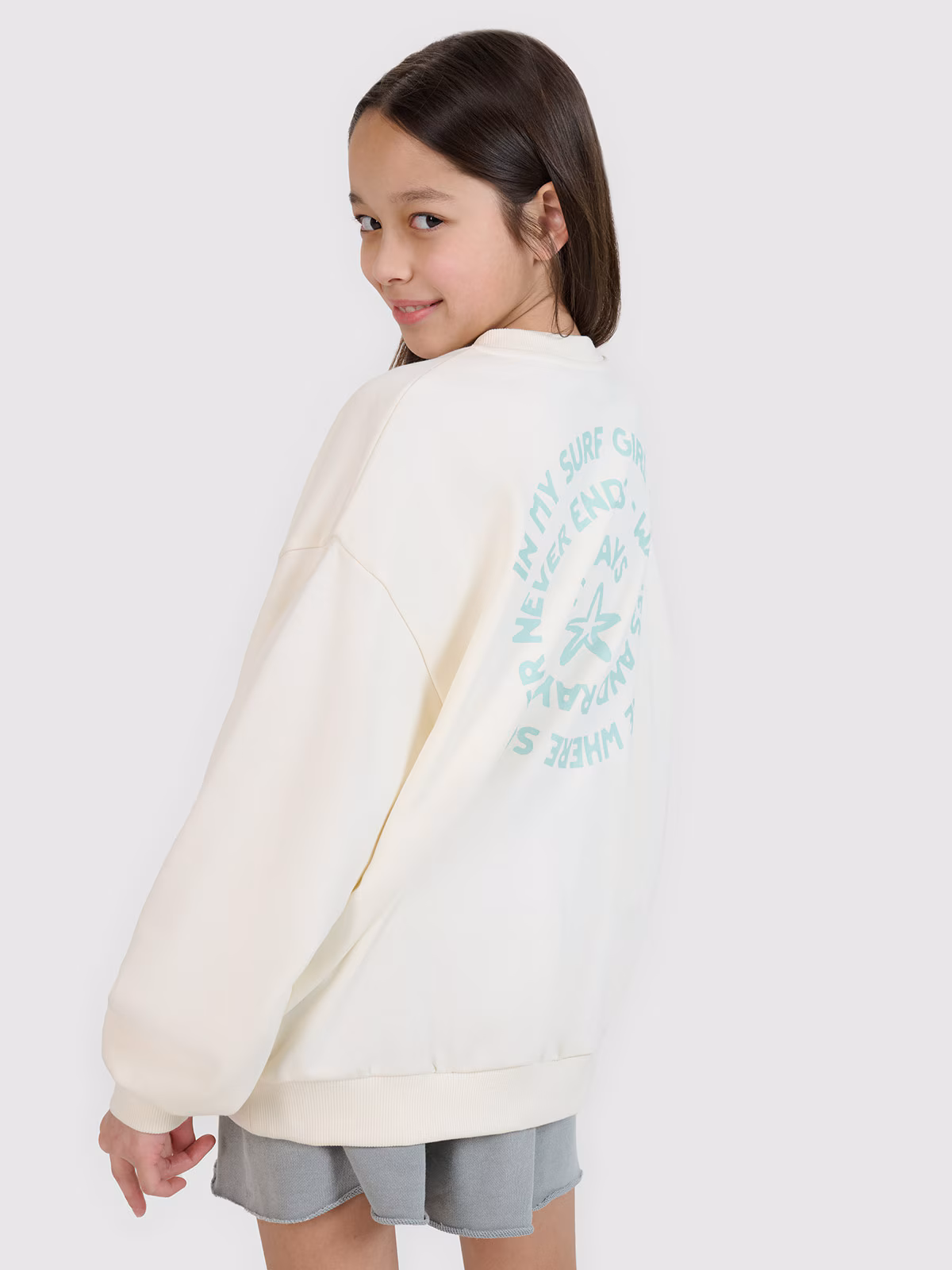 Bluza dresowa nierozpinana bez kaptura dziewczęca - różowa