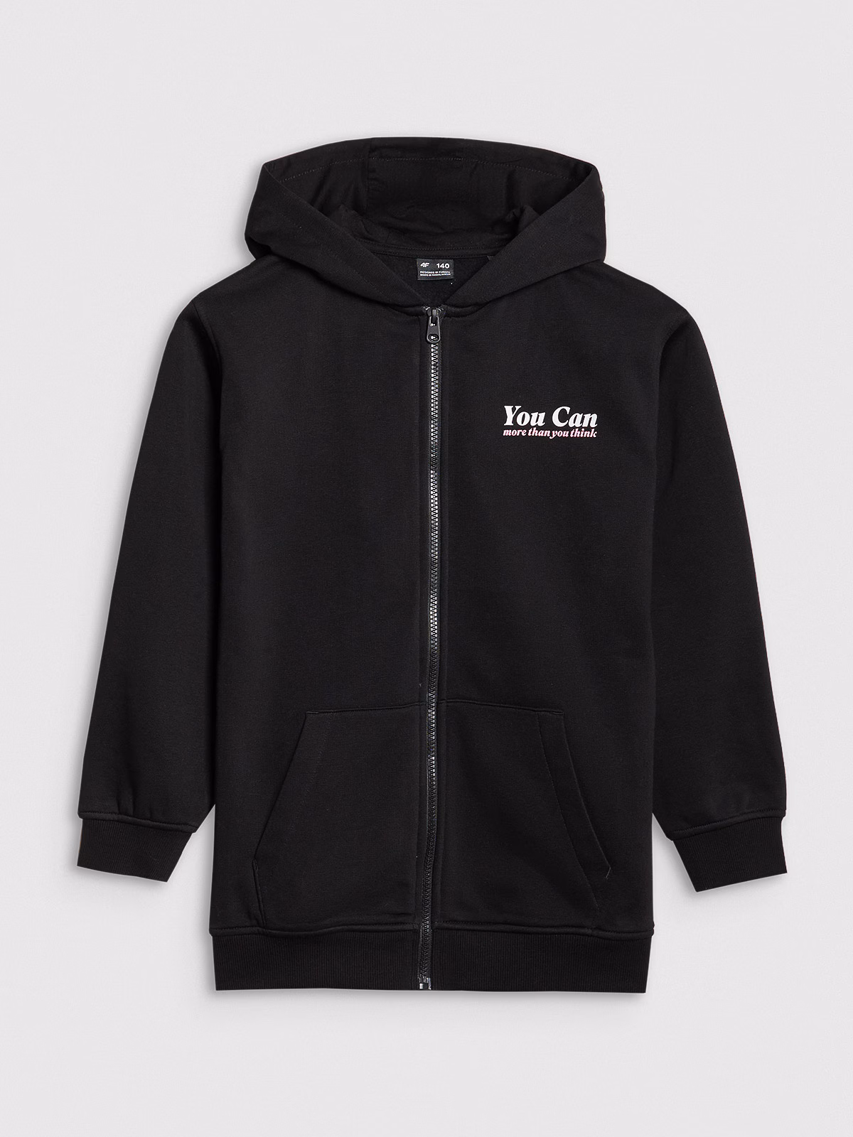 Bluza dresowa rozpinana z kapturem dziewczęca - czarna