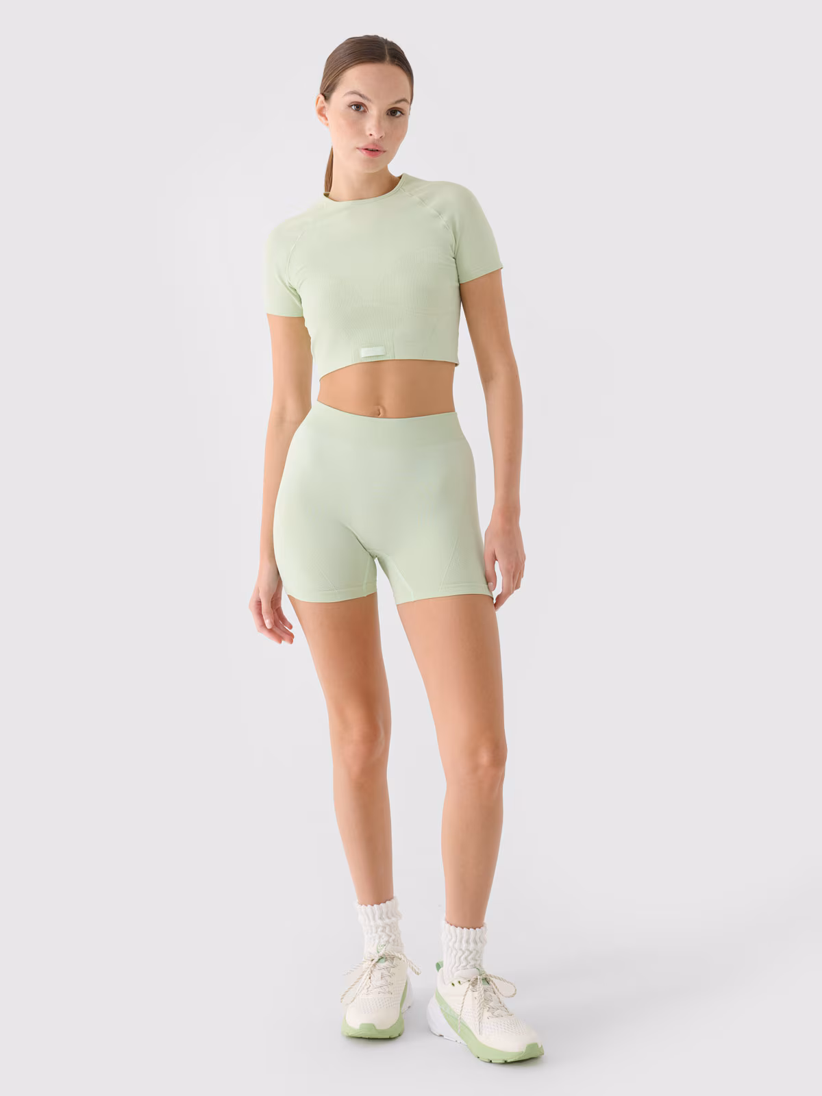 Legginsy krótkie treningowe damskie - turkusowe