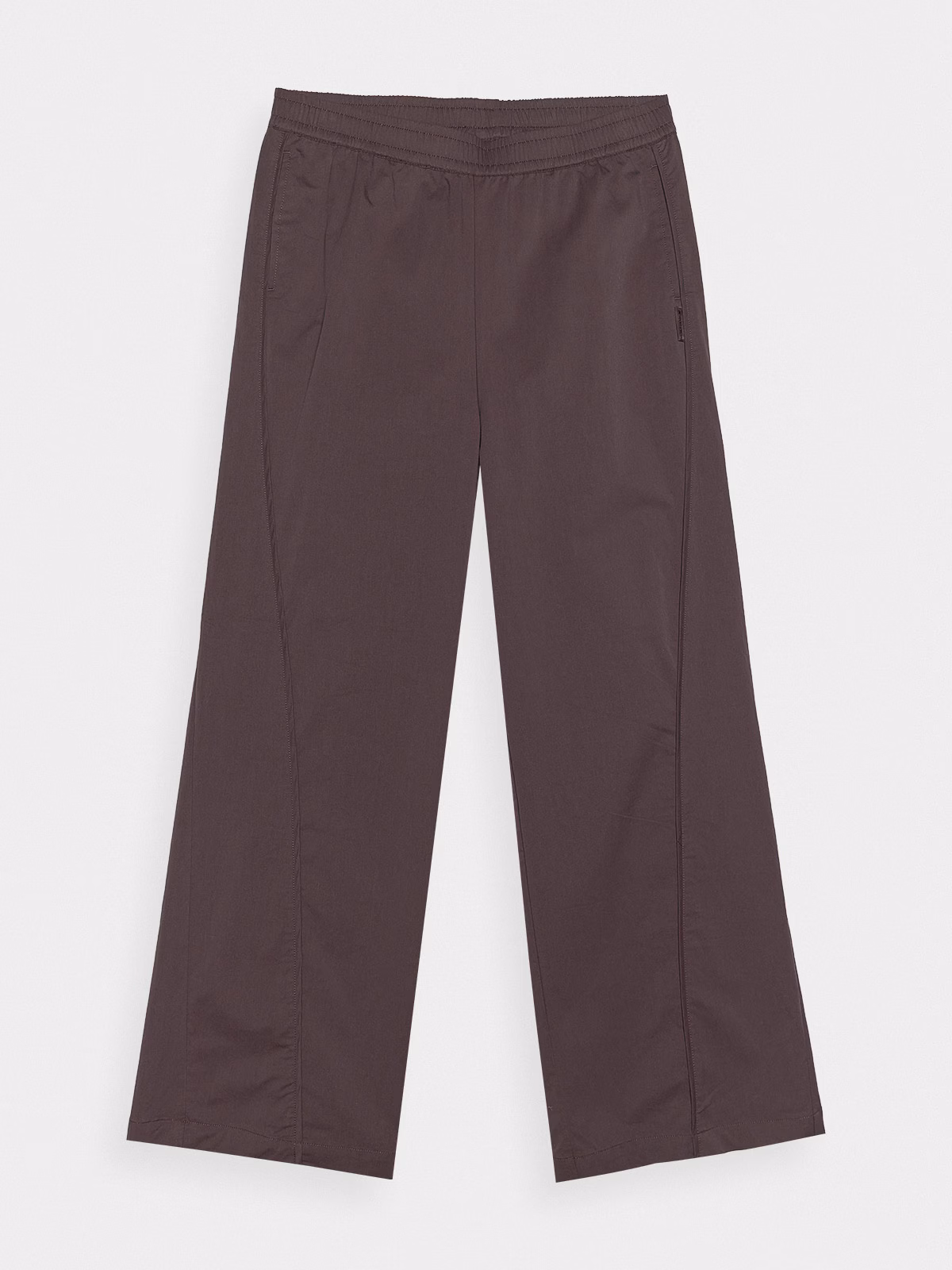 Spodnie casual z szerokimi nogawkami damskie - brązowe