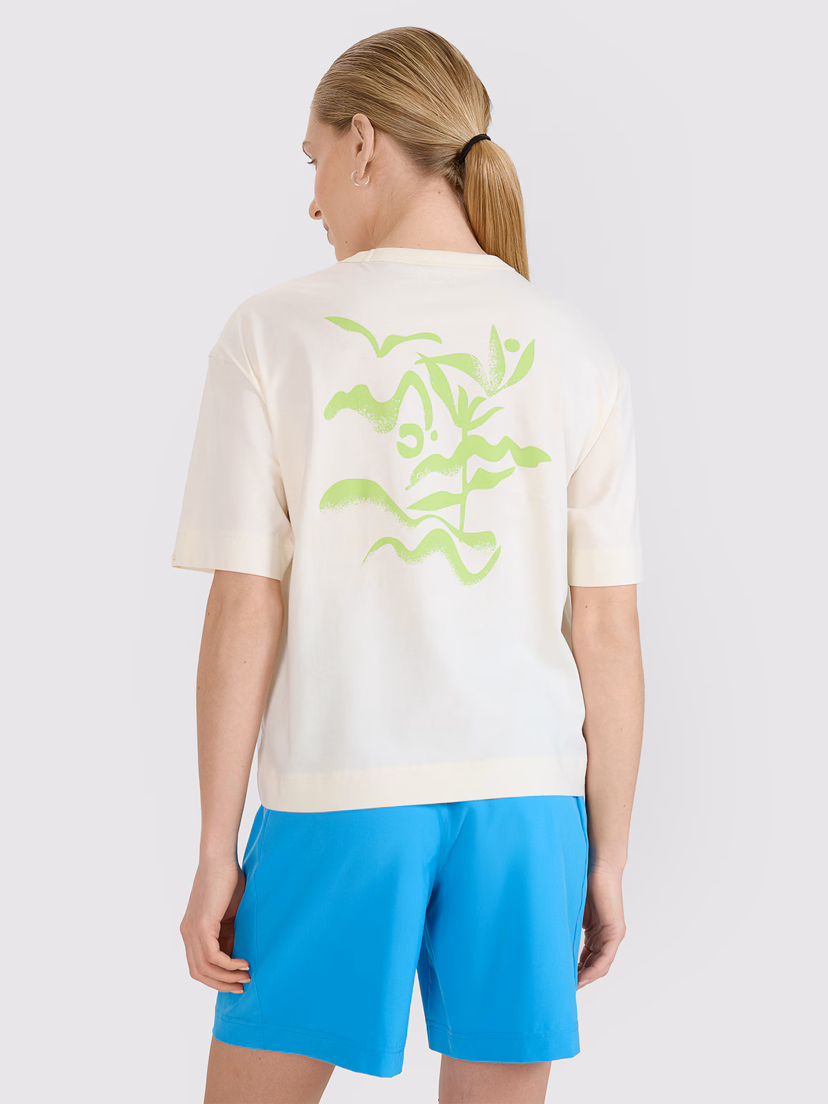 T-shirt regular z nadrukiem damski - biały