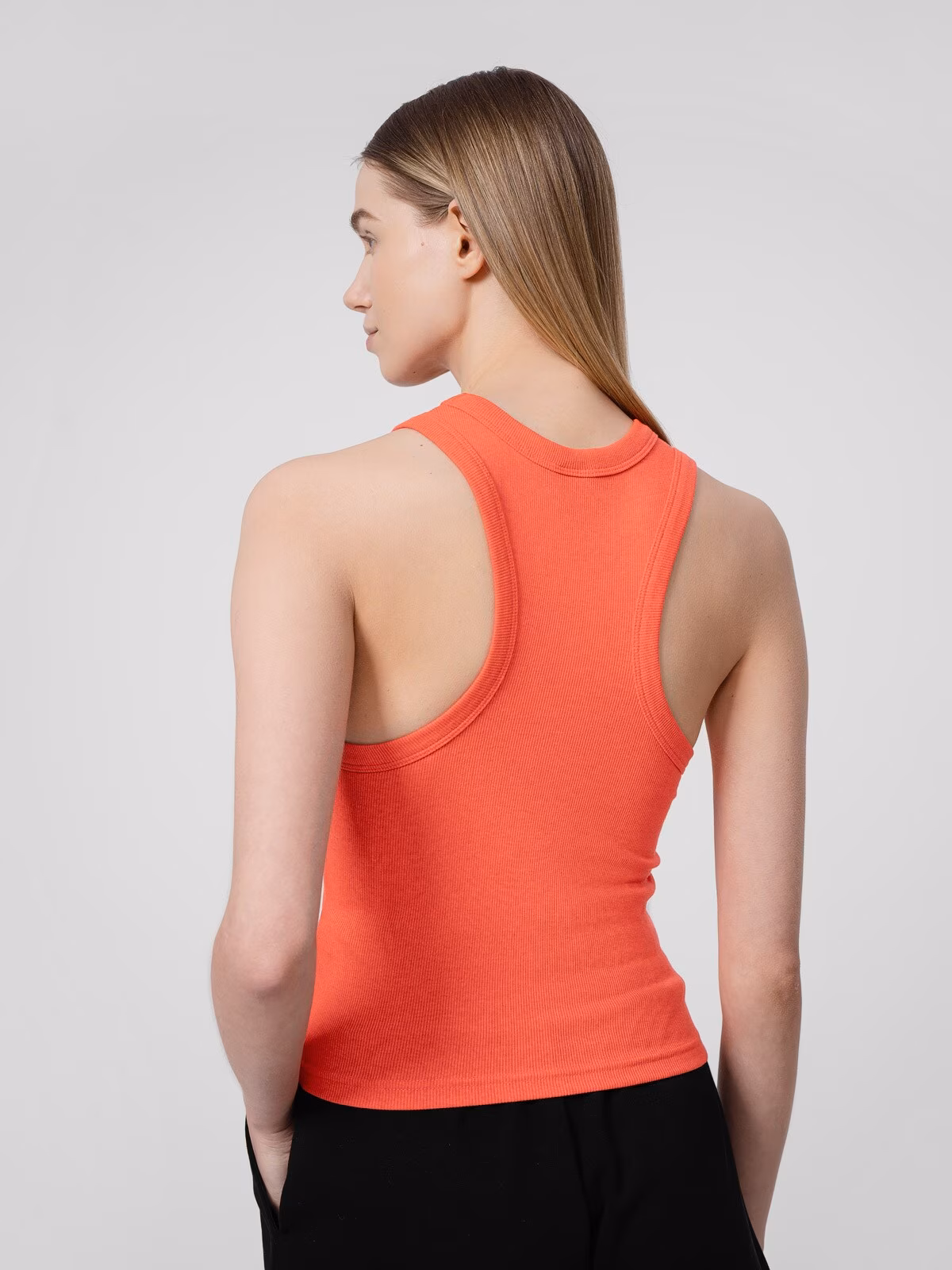 Crop top z prążkowanej dzianiny damski