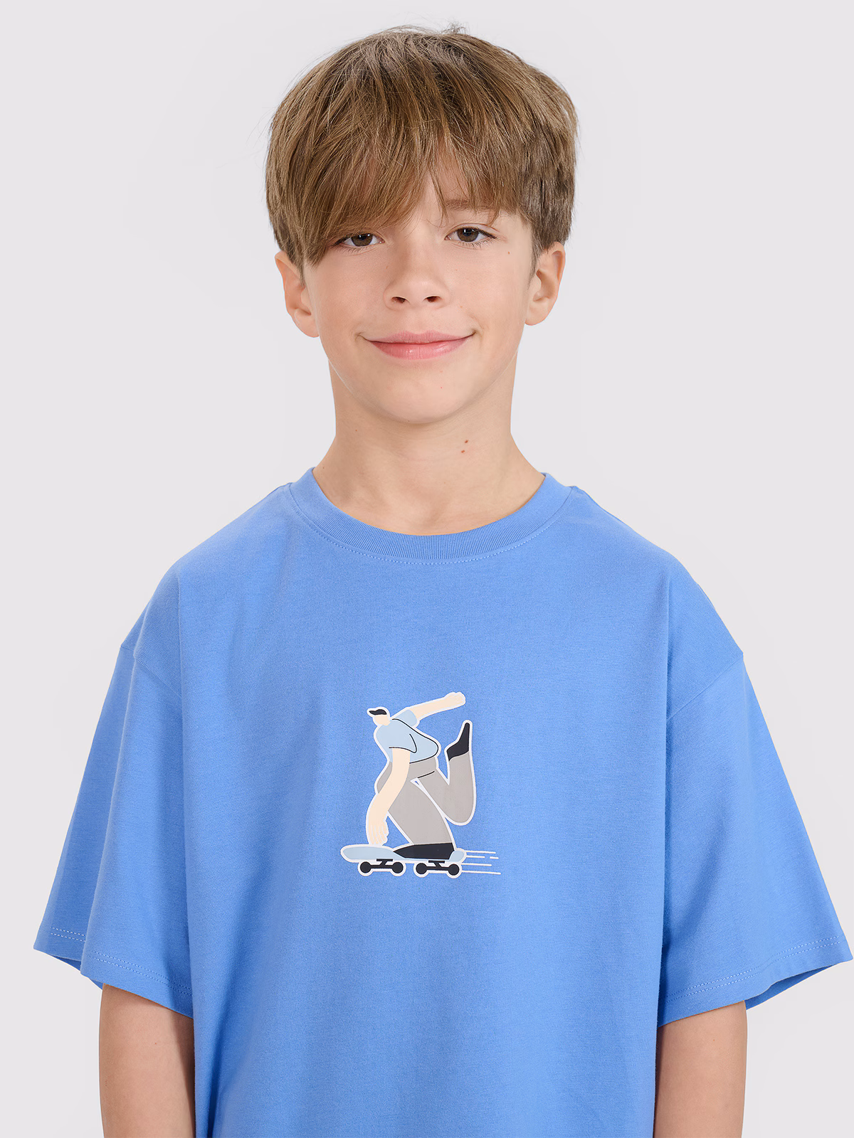 T-shirt oversize z nadrukiem chłopięcy - żółty