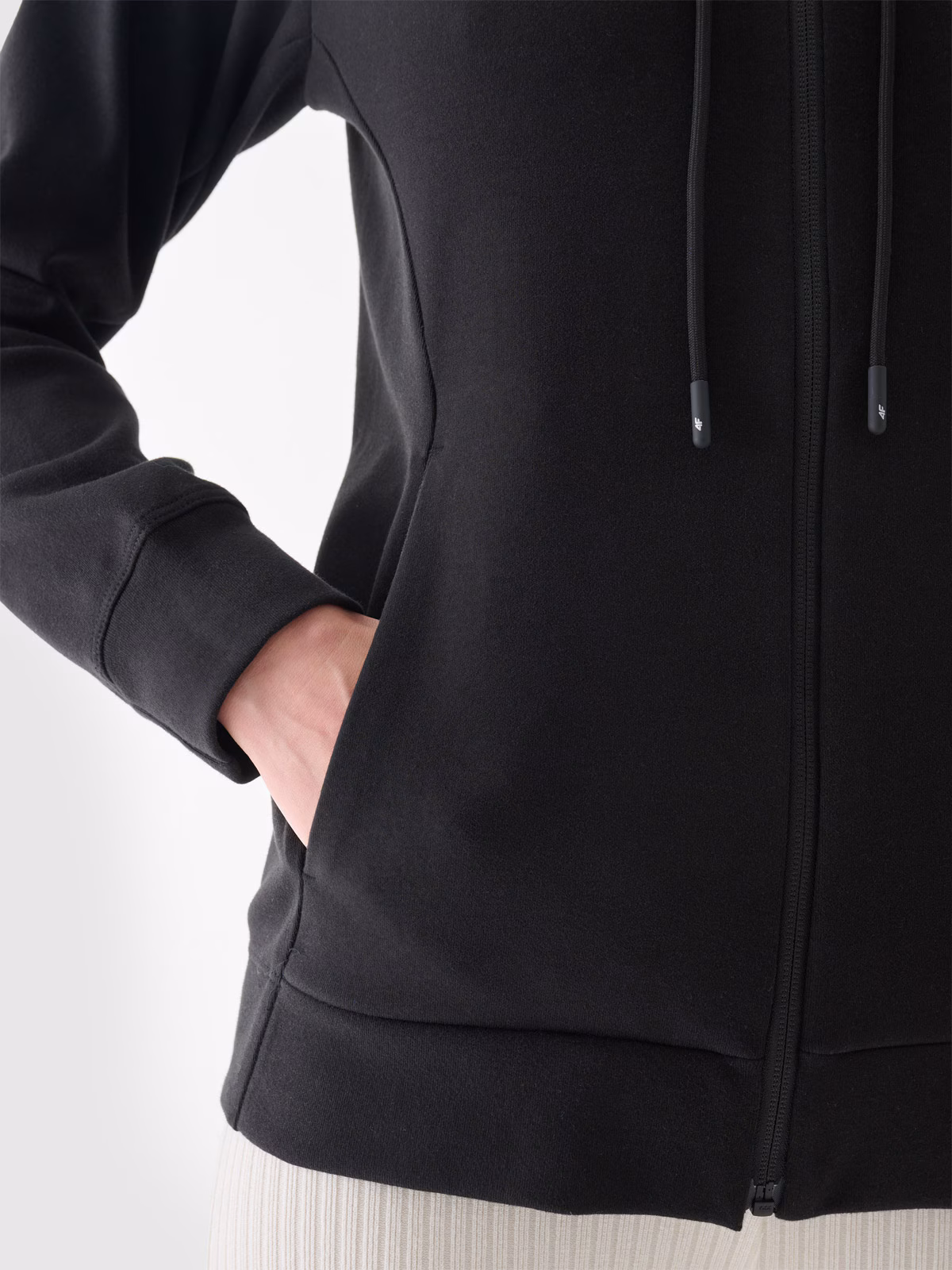 Bluza dresowa rozpinana z kapturem damska - czarna