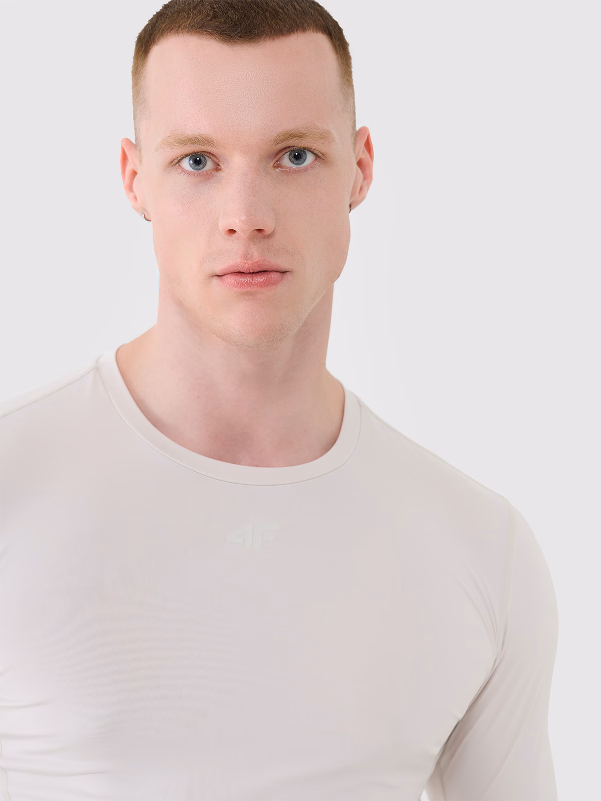 Longsleeve treningowy szybkoschnący męski - beżowy