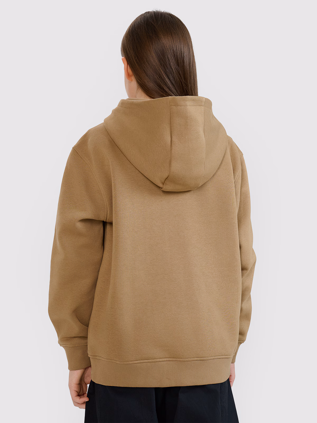 Bluza dresowa nierozpinana z kapturem dziewczęca - beżowa