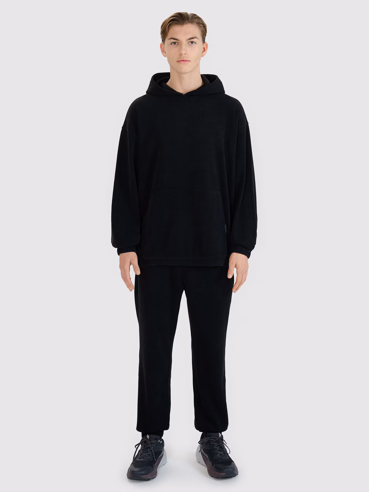 Bluza dresowa nierozpinana z kapturem męska - szara