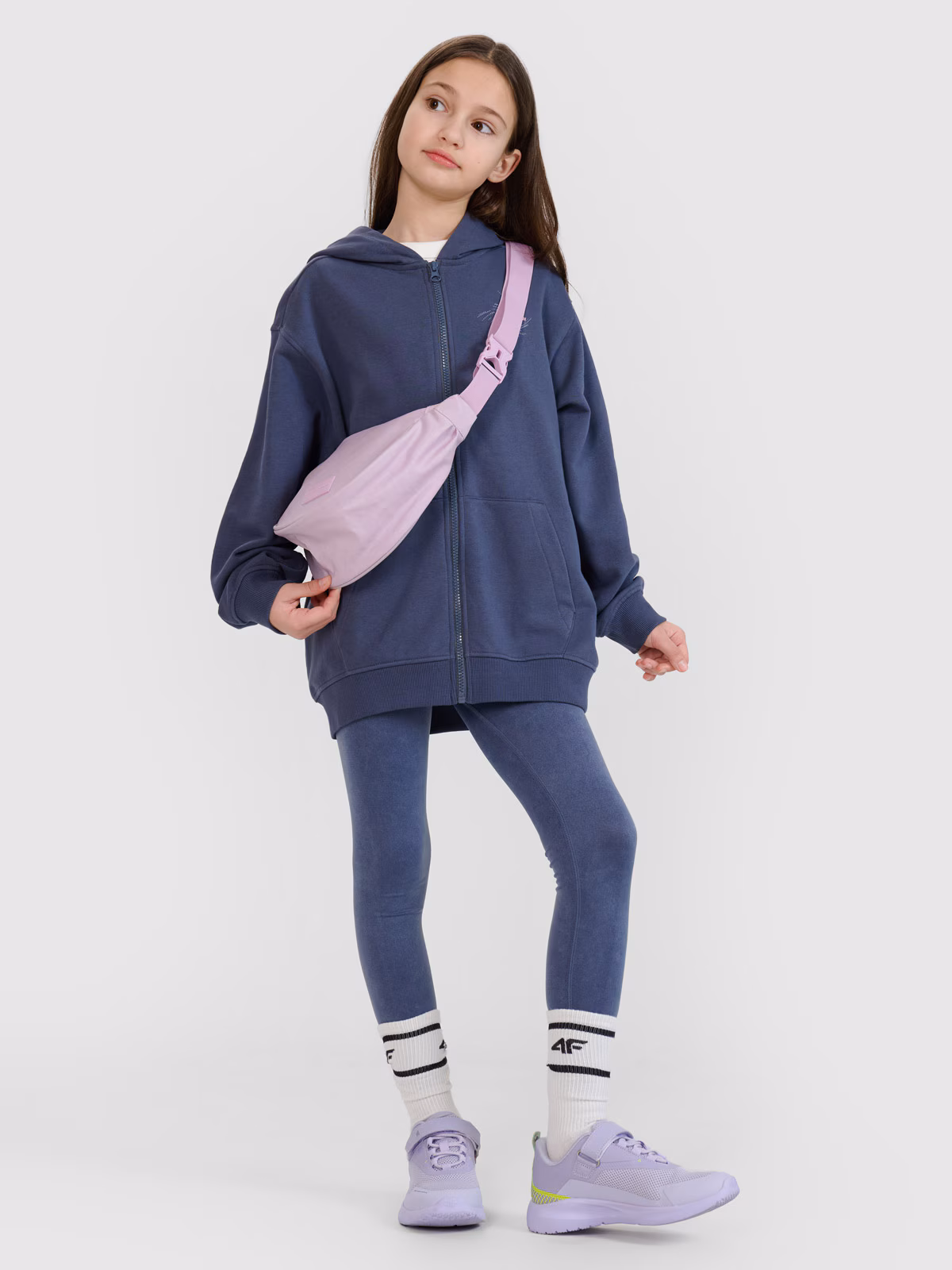 Bluza dresowa rozpinana z kapturem dziewczęca - szara