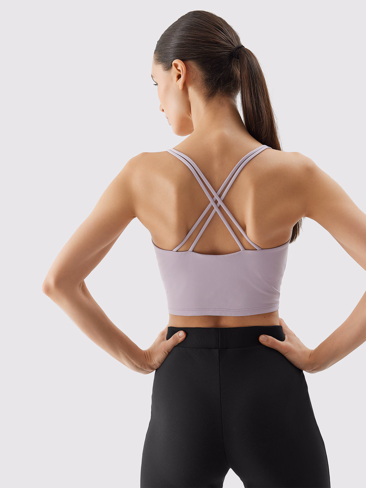 Crop top do jogi i pilatesu z materiału z recyklingu damski - fioletowy