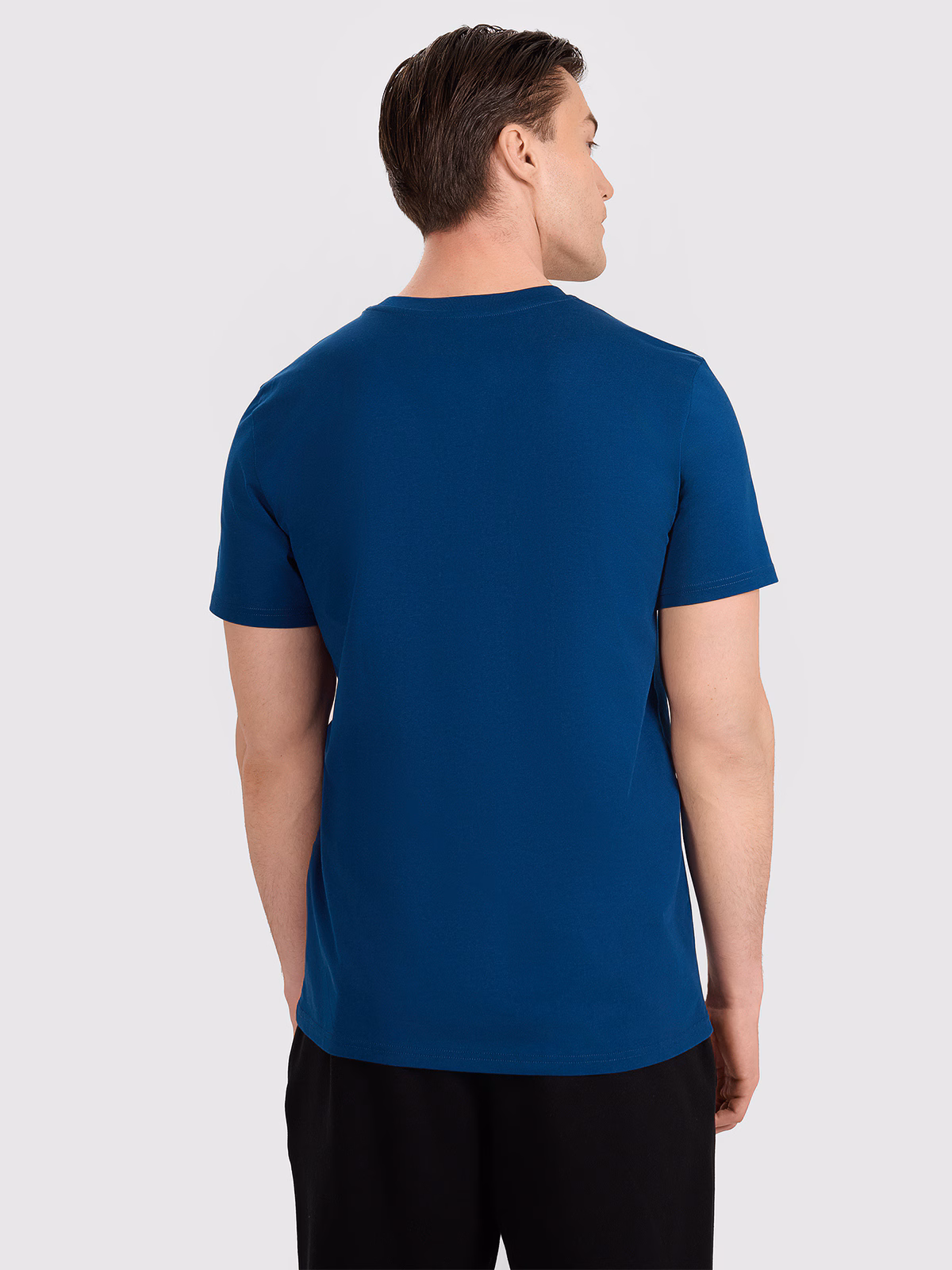 T-shirt regular z nadrukiem męski - granatowy